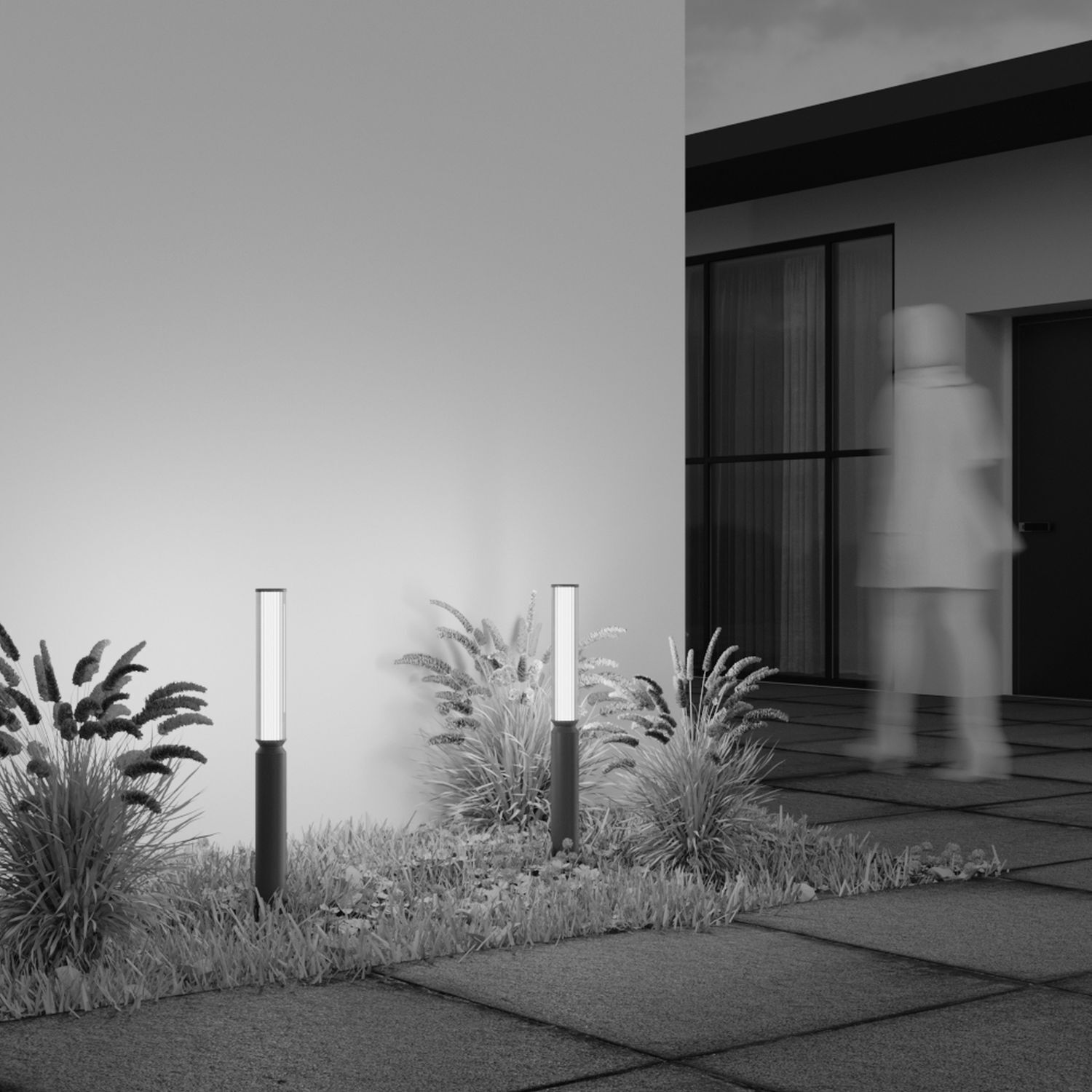 LED Pollerleuchte Glas Aluminium IP65 750 lm 78,5 cm Fußboden, Pfad, Bodenbeläge, Person, Gehweg