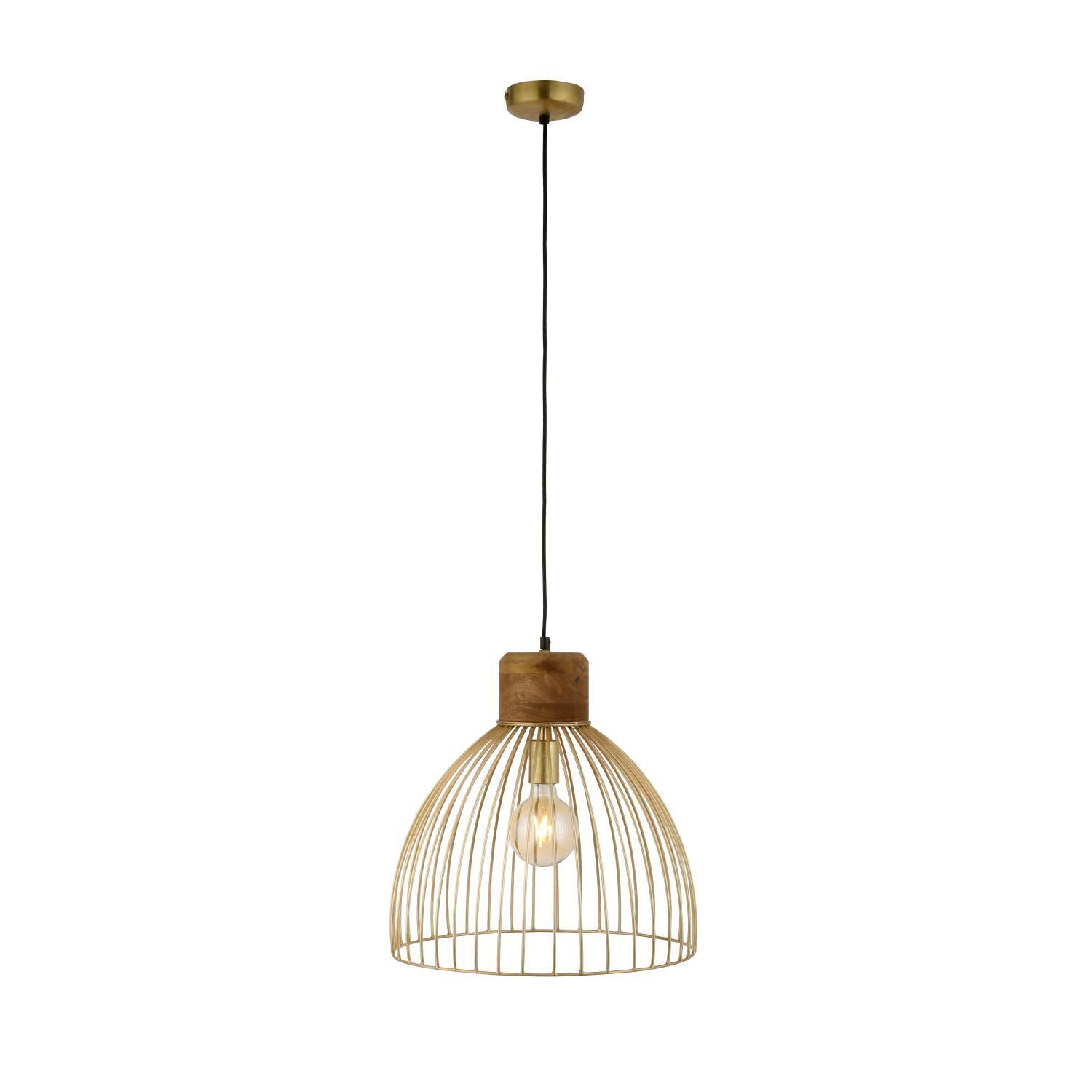 Runde Hängeleuchte Vintage Holz Metall Ø40 cm E27