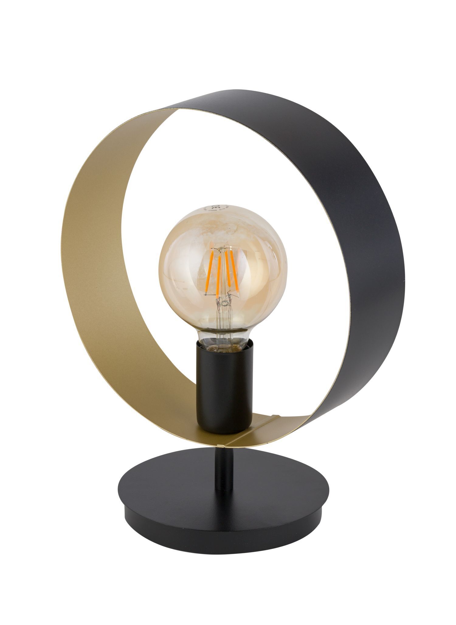 Tischlampe Metall Schwarz Gold Ring 32 cm E27 dekorativ