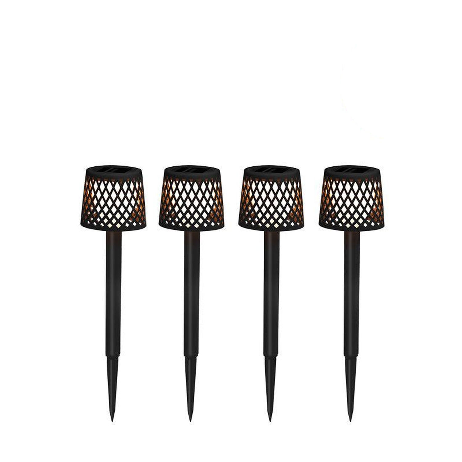 LED Gartenleuchte Erdspieß 4er Set Solar Akku IP44 Schwarz Elektrisches Gerät, Mikrofon