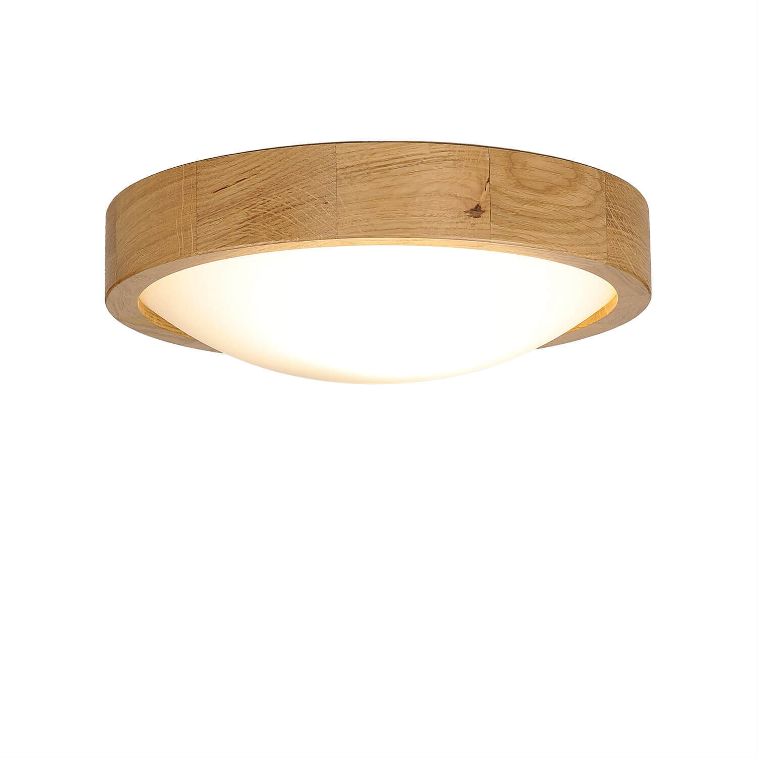 Deckenlampe rund Holz Glas Schirm Ø27cm Wohnzimmer