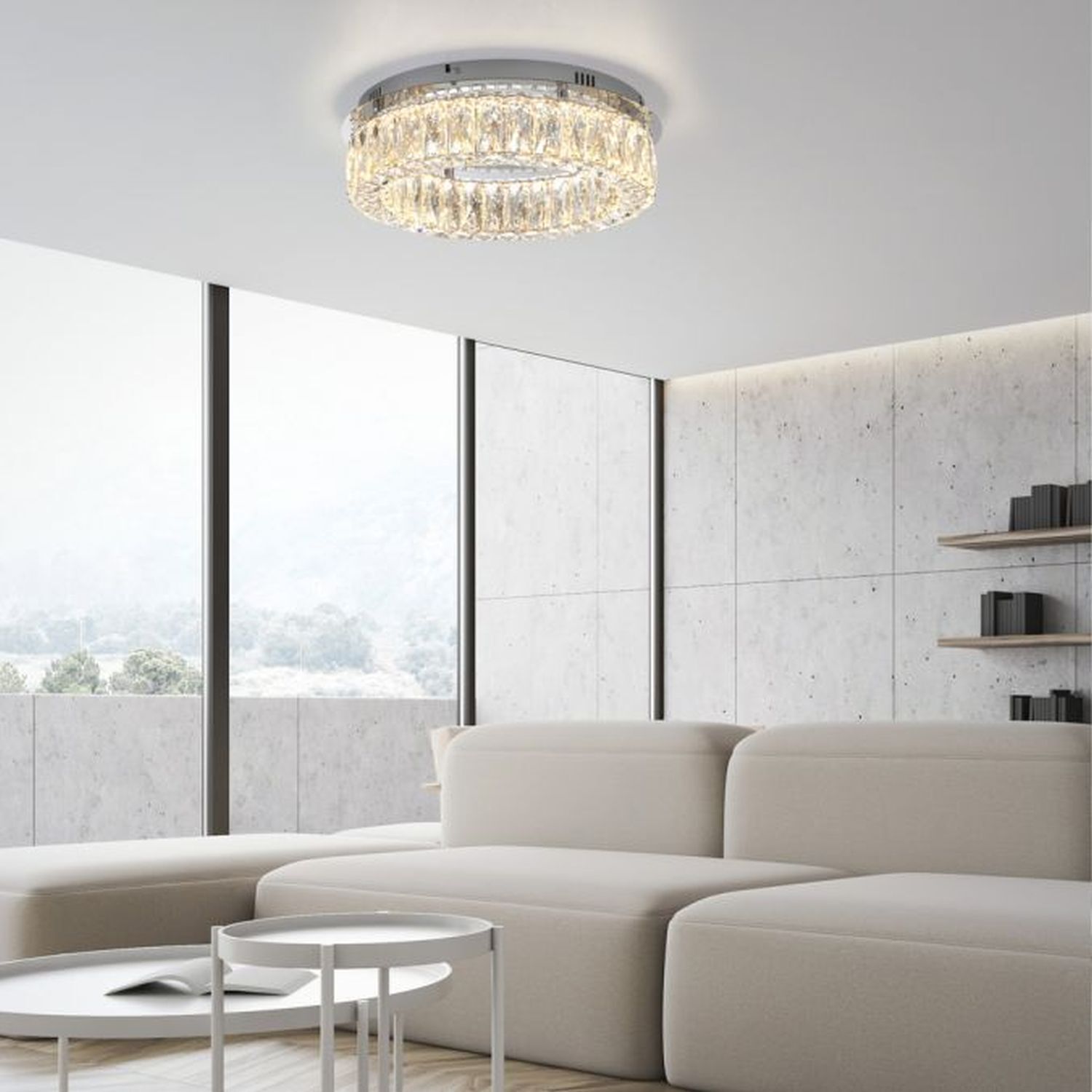 Dimmbare LED Deckenlampe in Chrom Acrylglas Ø40 cm 22 W