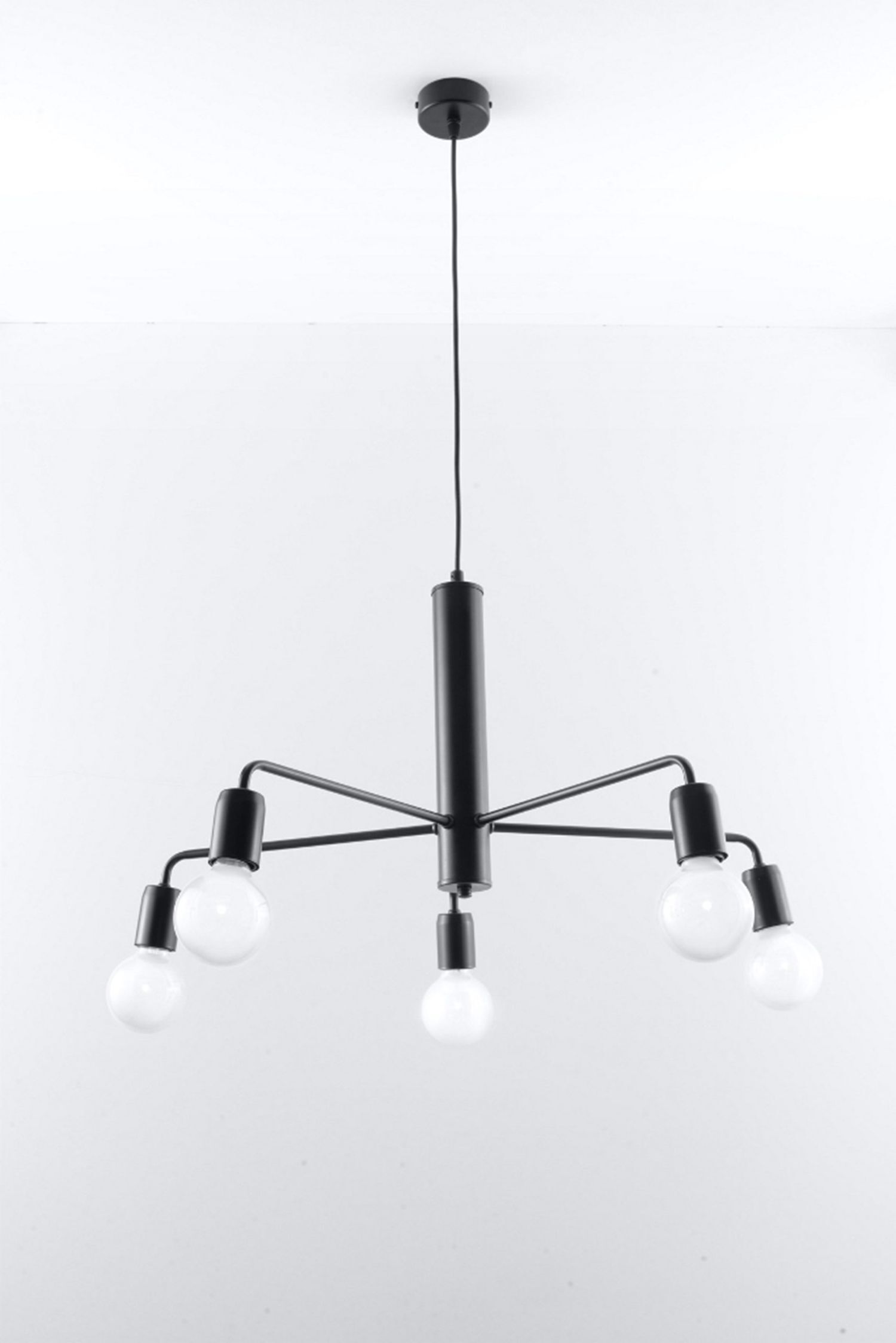 Hängelampe Schwarz Ø 60 cm Retro 5-flammig E27