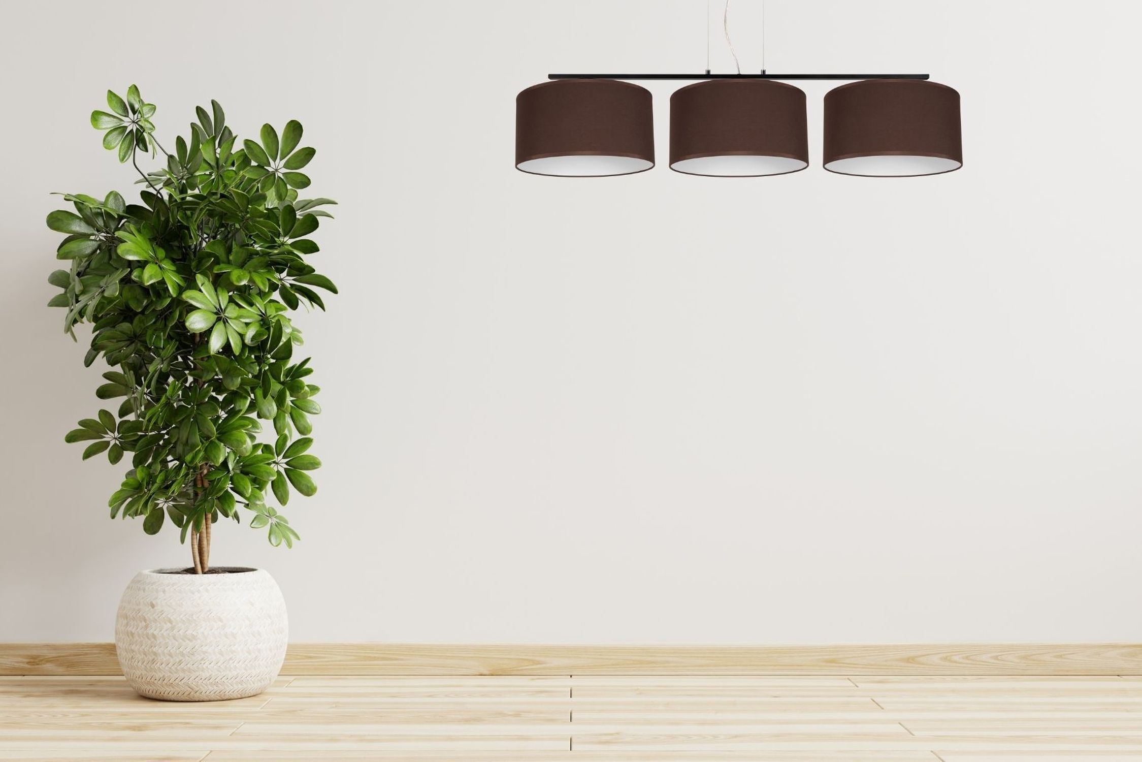 Gemütliche Hängelampe Stoff Schwarz Braun E27 L:100 cm PflanzenTopf, Zimmerpflanze, Blätter, Pflanzentopf, Grünpflanze