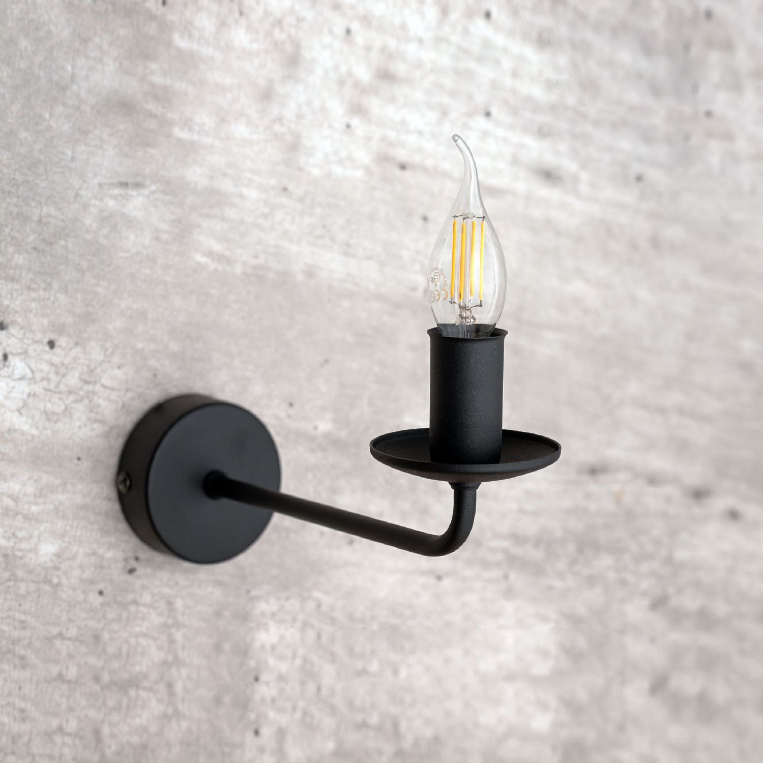 Wandlampe Rustikal Metall Schwarz für E27 dekorativ