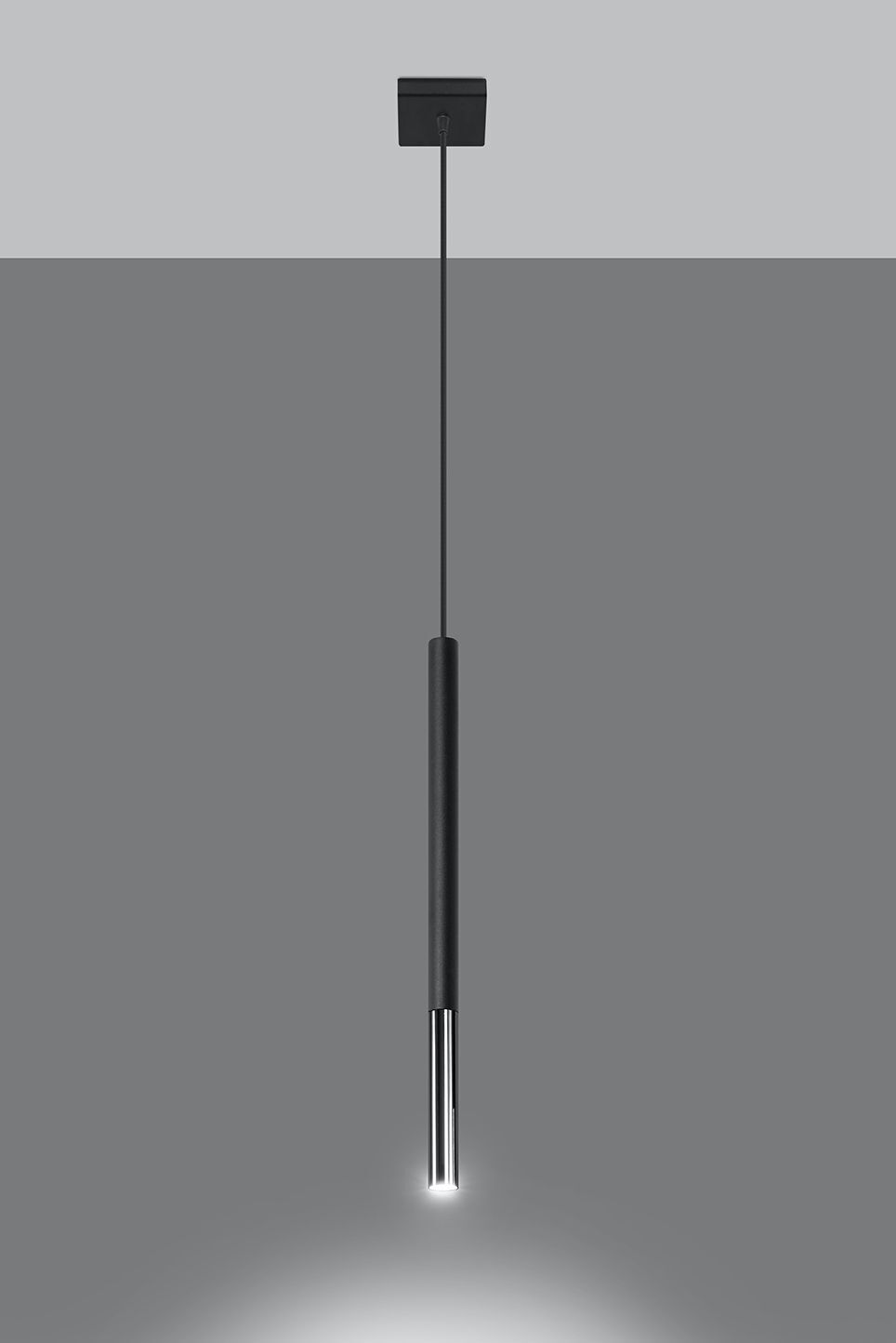 Hängelampe Metall Schwarz Chrom Ø 2,5 cm schmal Zylinder