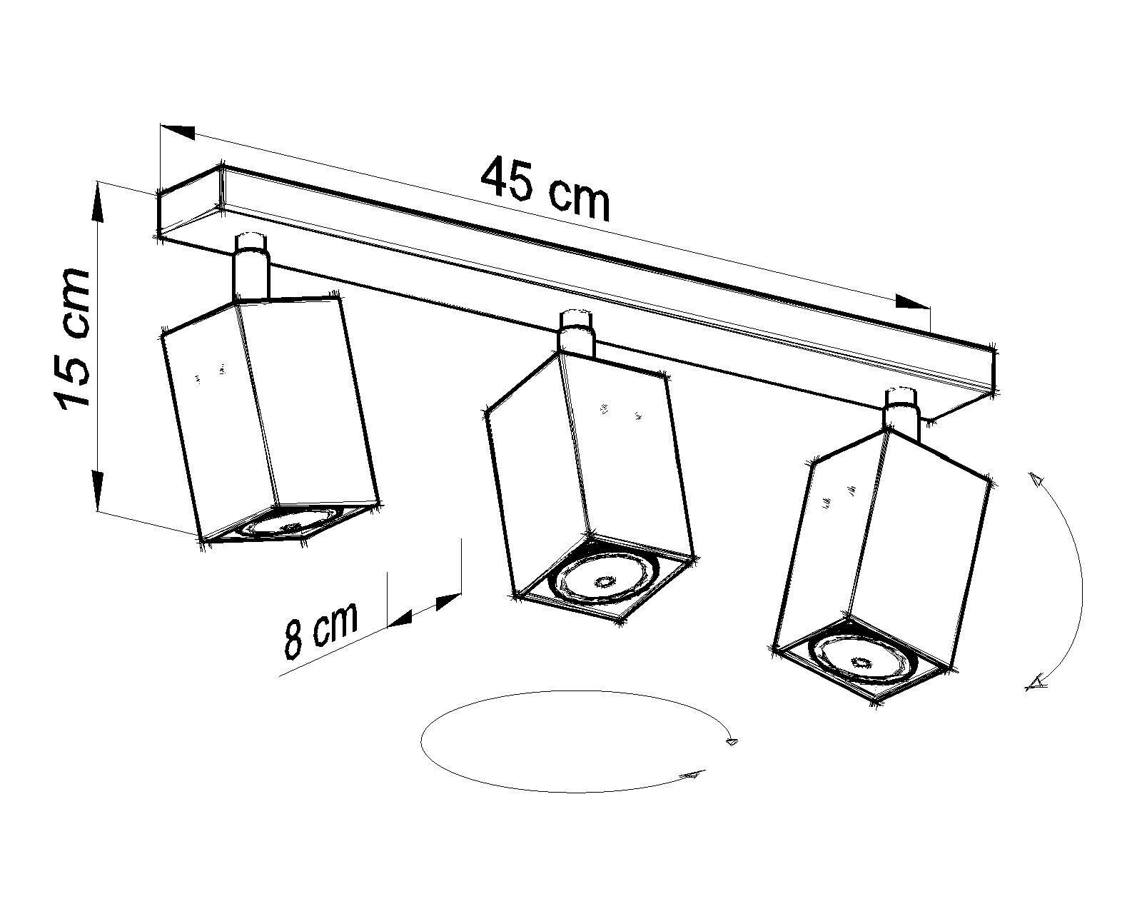 Deckenstrahler Grau Stahl B:45cm eckig 3x GU10 FALERIA