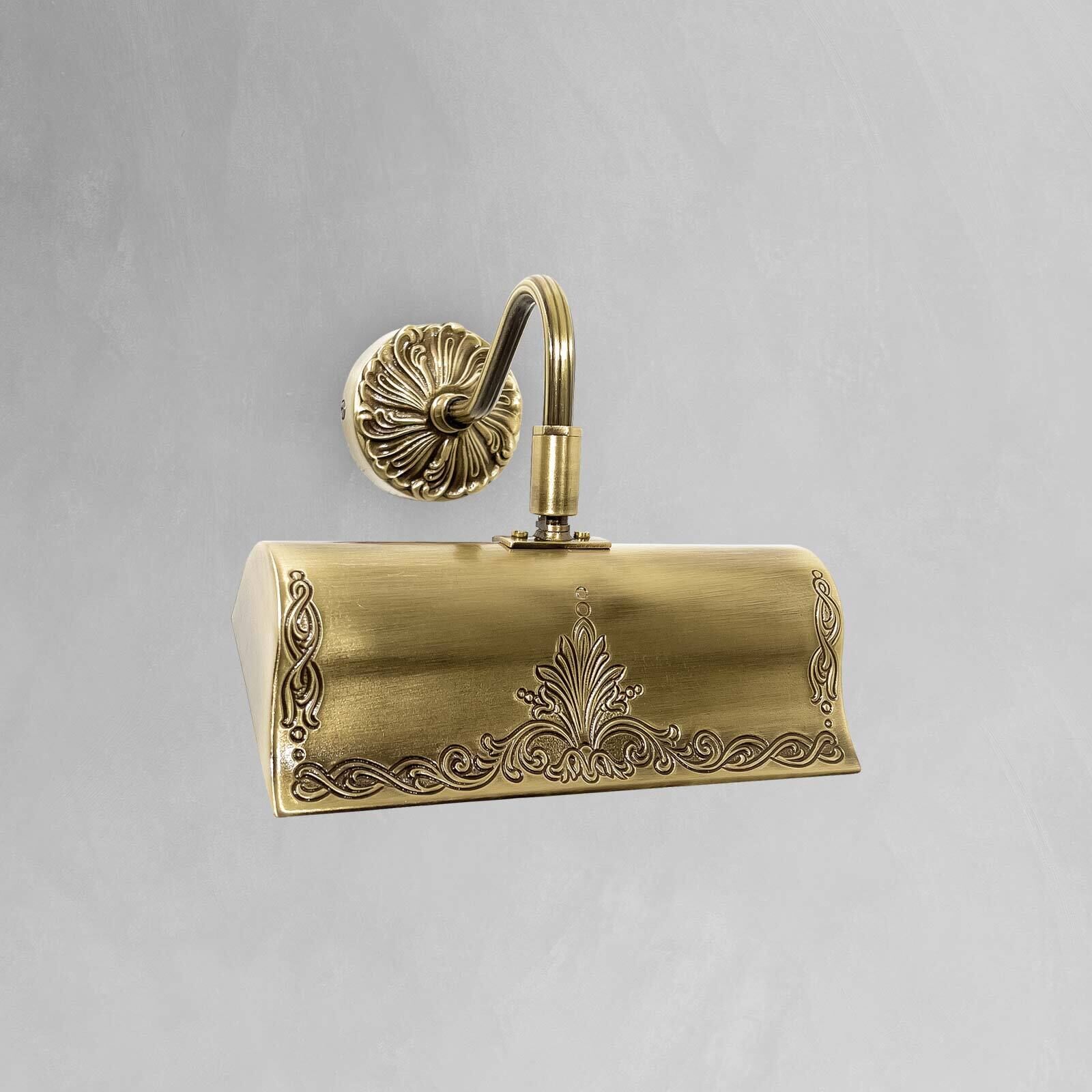 Bilderleuchte Jugendstil B: 19,5 cm in Bronze E14 Messing Bronze, Sinken, Waschbeckenhahn