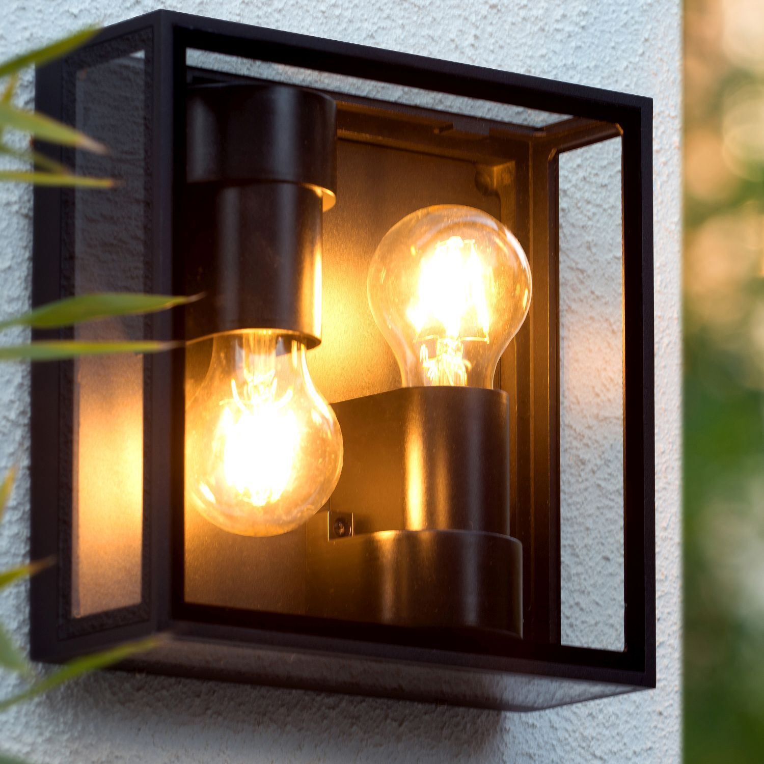 außenwand-lampe, wandlampen, glühbirne, schwarz, modern