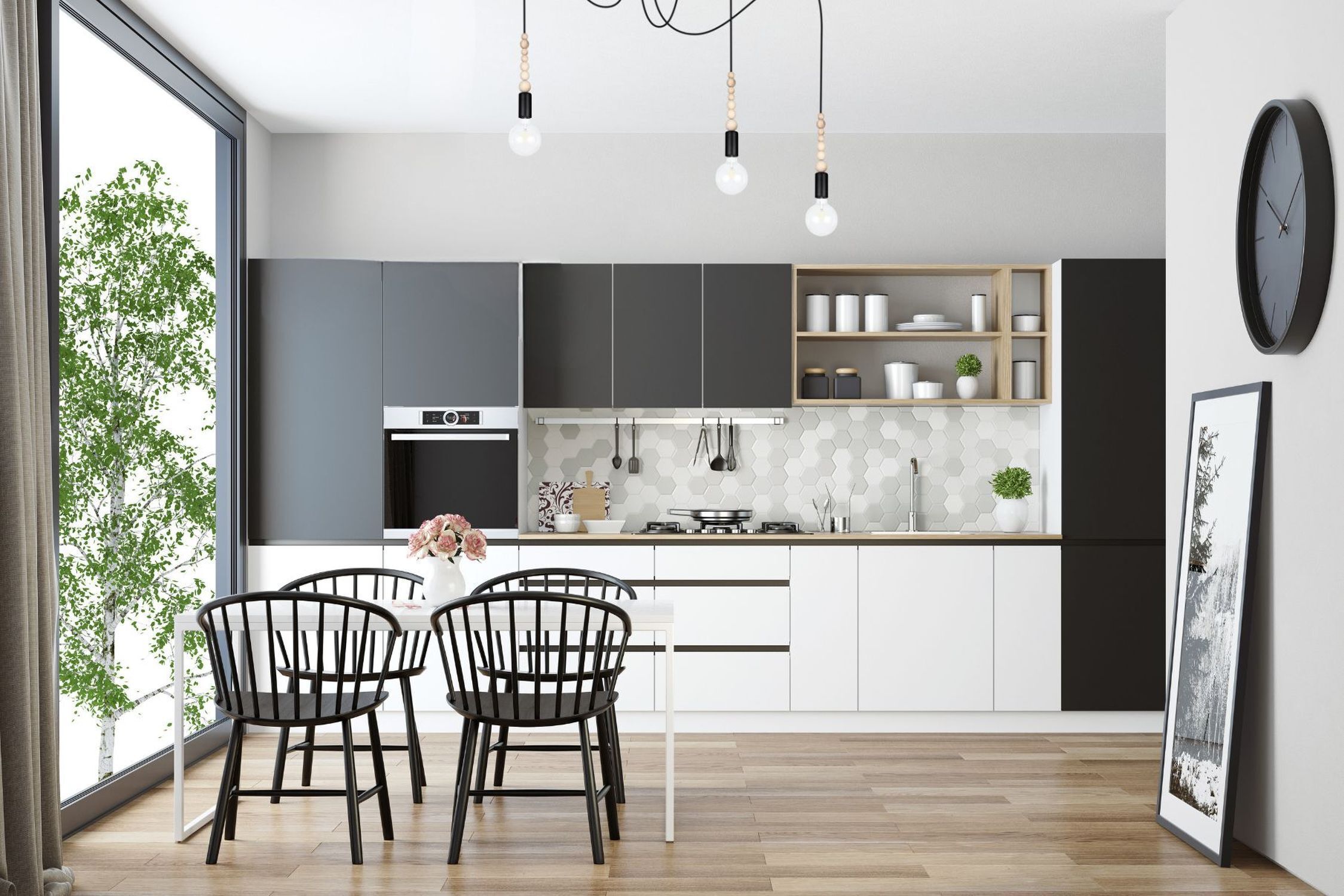 XXL Hängelampe Spider verstellbar L:400 cm E27 Schwarz Drinnen, Innenarchitektur, Esszimmer, Esstisch, Küche