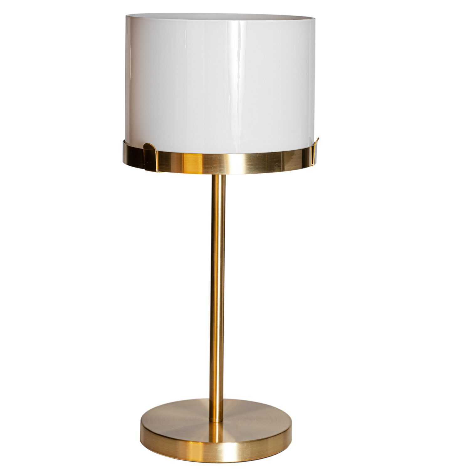 Tischlampe Glas Metall E27 55 cm in Messing Weiß rund Lampe, Tischlampe, Lampenschirm
