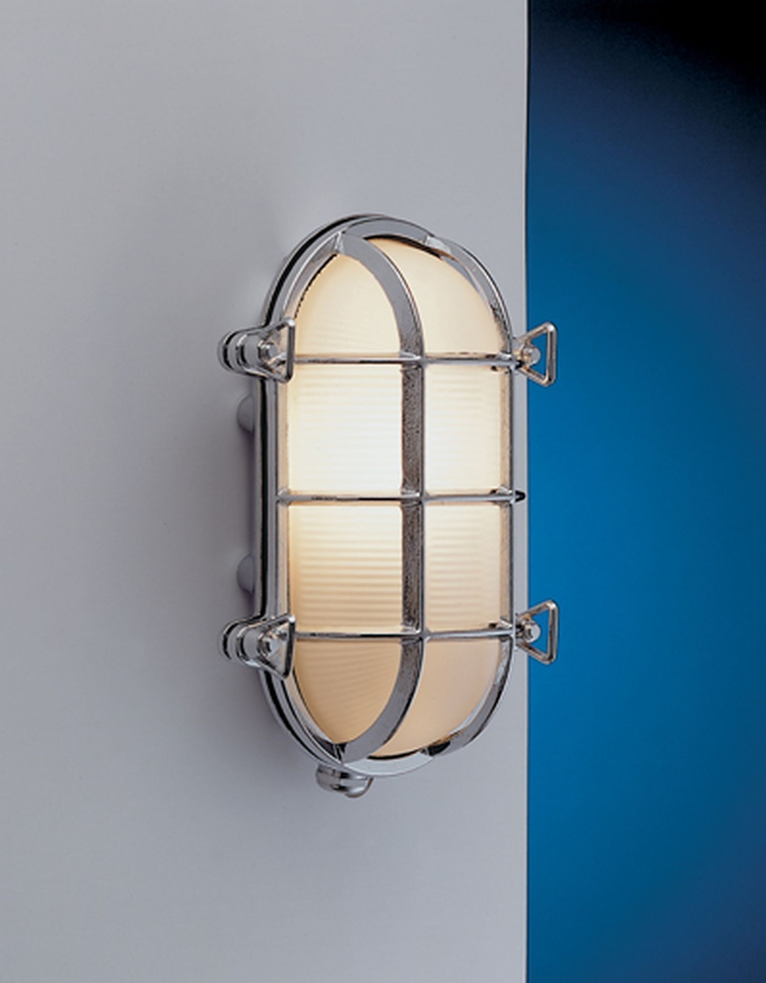 LED Außenwandleuchte Chrom aus Messing IP54 Maritim Leuchte