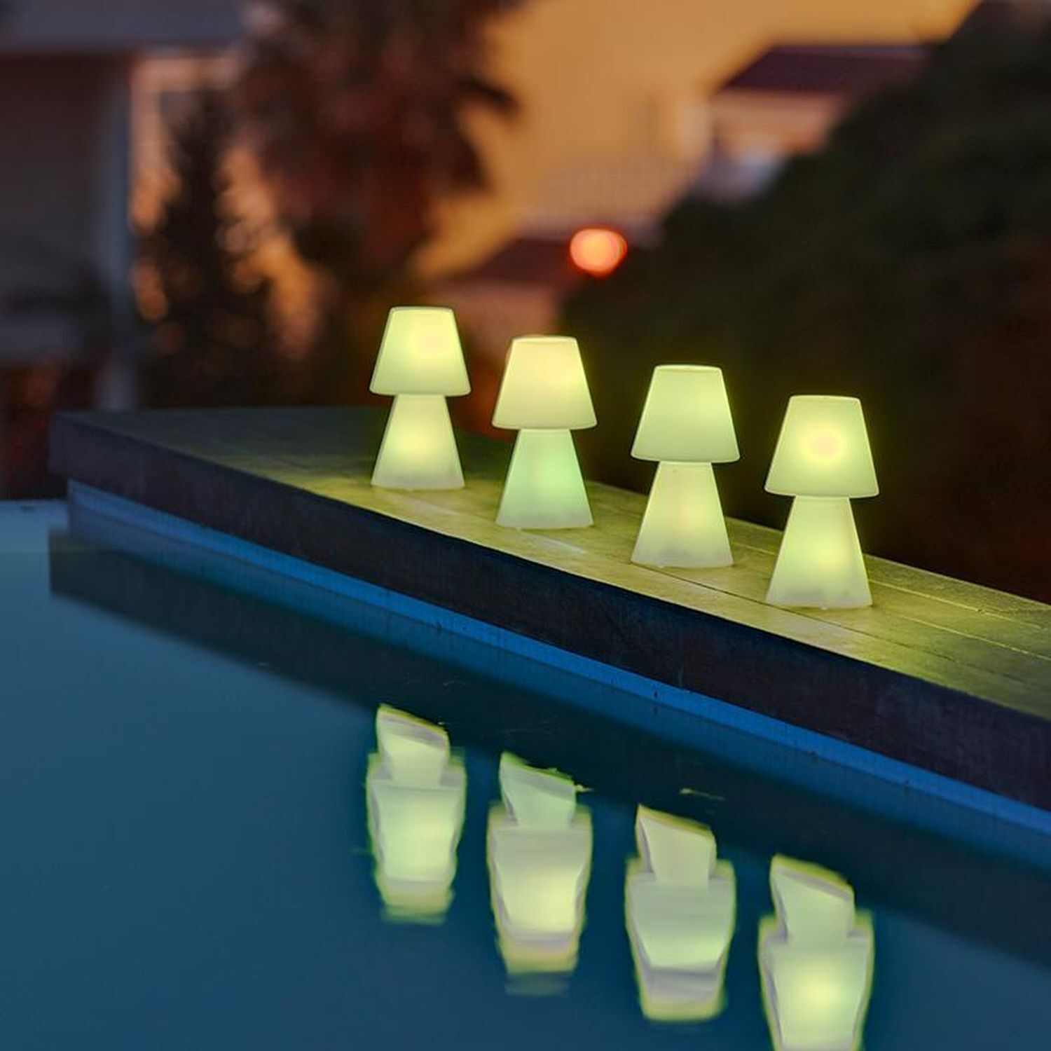 LED Tischleuchte außen kabellos Dimmer Farbwechsel 20 cm IP43