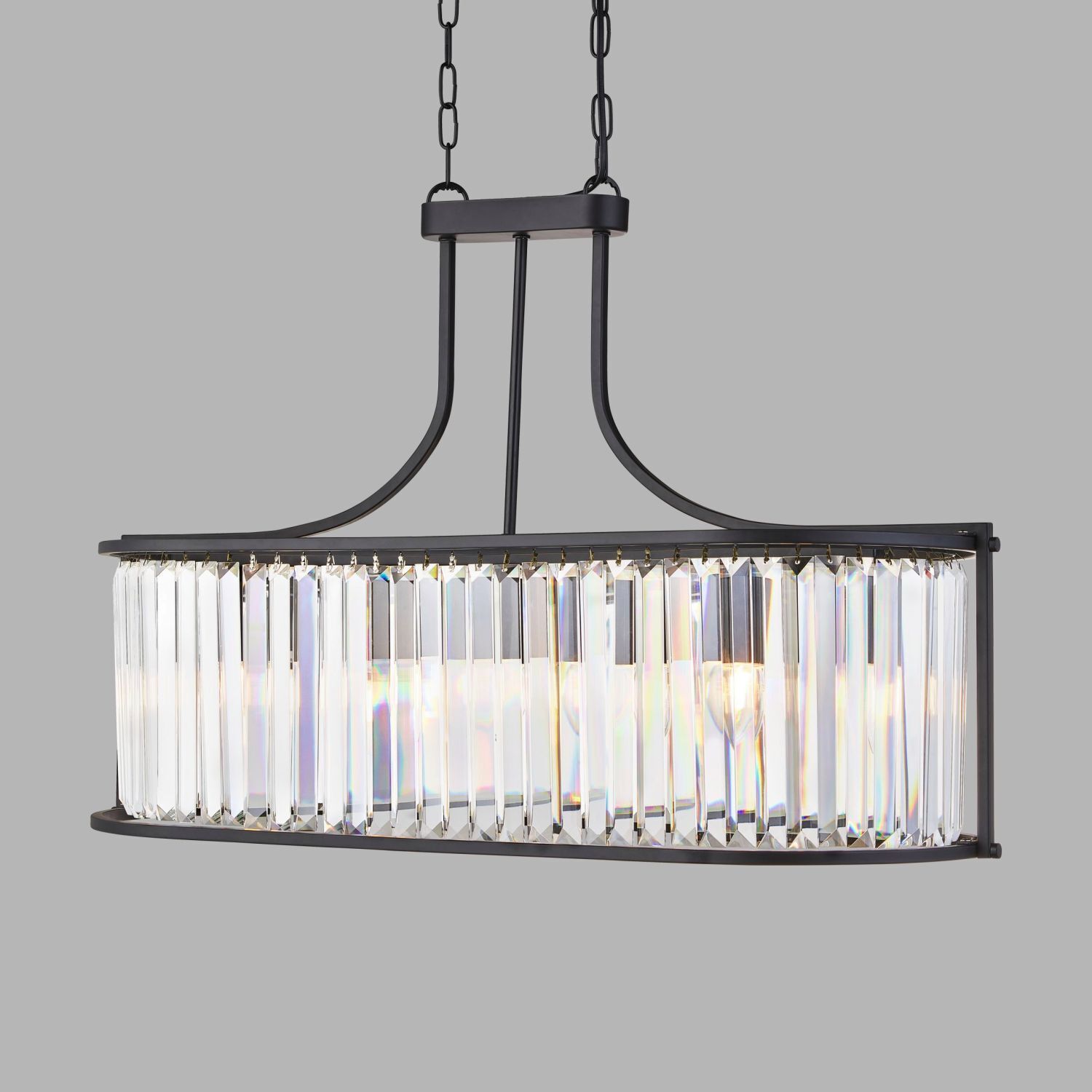 Hängelampe Kristall 78 cm lang 5x E14 Metall Glas Hängelampe Kristall 78 cm lang 5x E14 Metall Glas