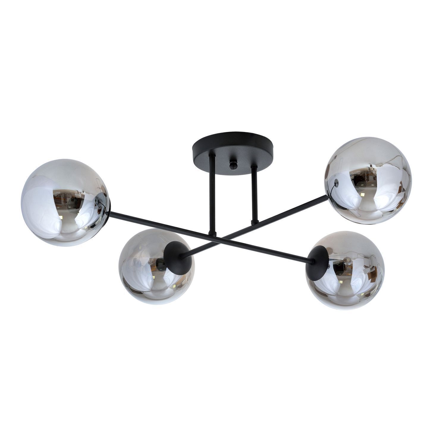 Deckenleuchte Kugel Schirme 4x E14 Grau Schwarz Deckenleuchte, Kronleuchter, Lampe, Leuchte