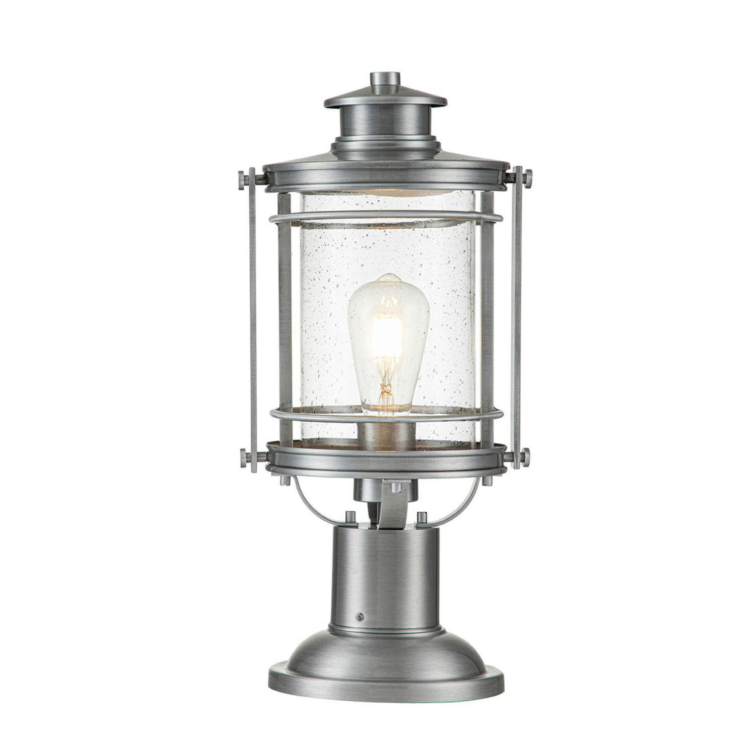 Sockelleuchte Aluminium Glas E27 IP44 46,6 cm hoch