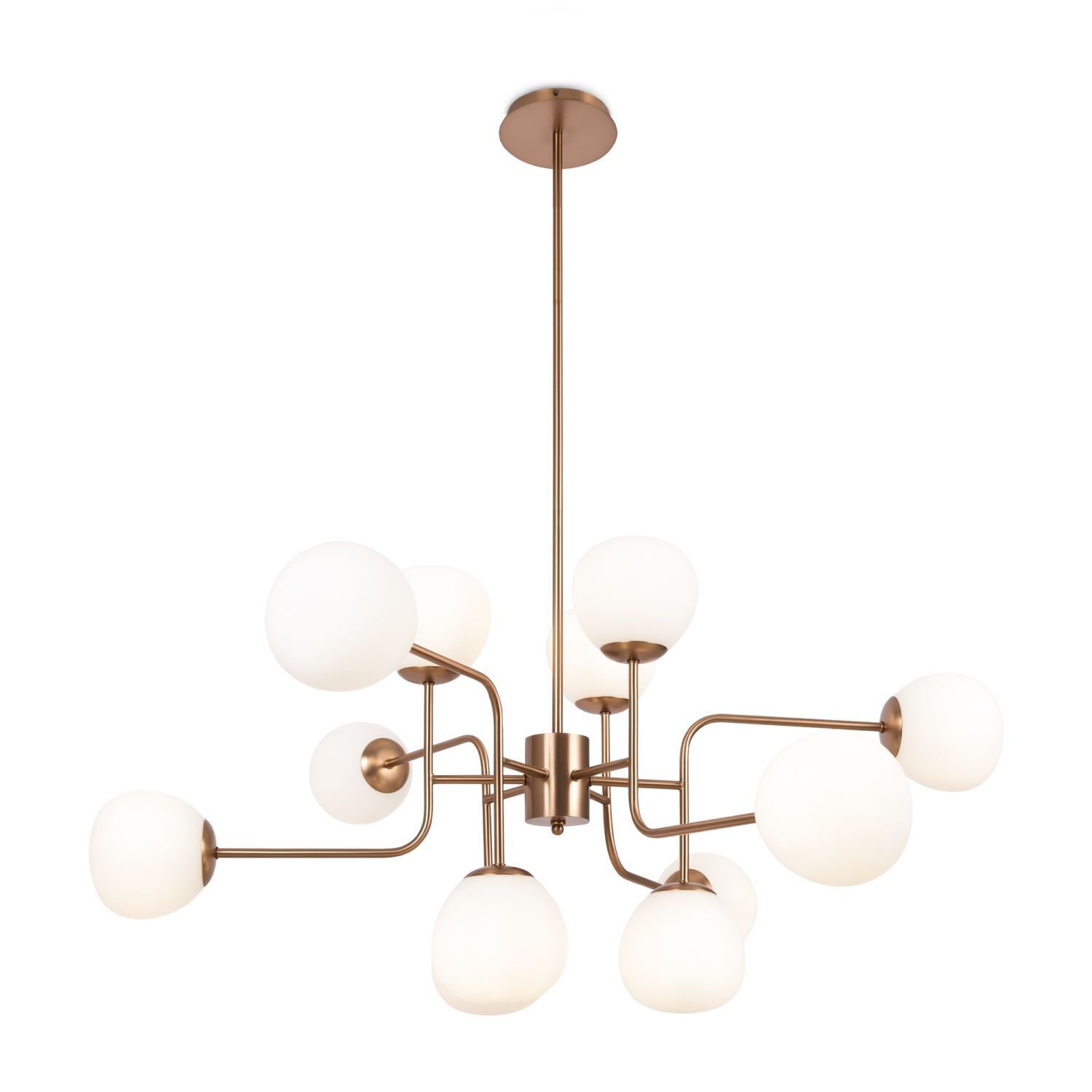 Hängelampe Metall Glas H: max. 140 cm in Gold Weiß E14