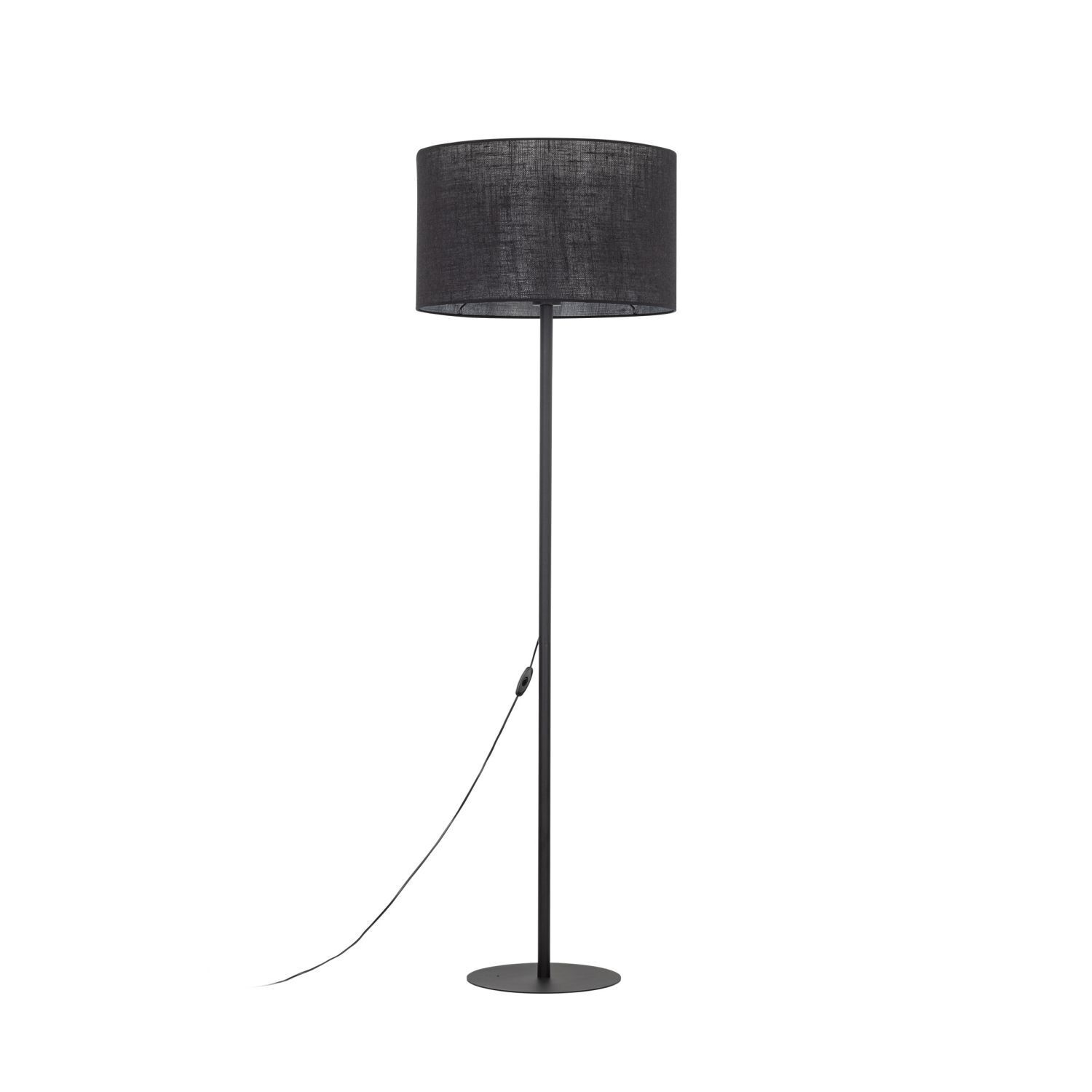 Stehleuchte Schwarz 160 cm Ø 50 cm Metall Stoff E27 Lampe, Lampenschirm