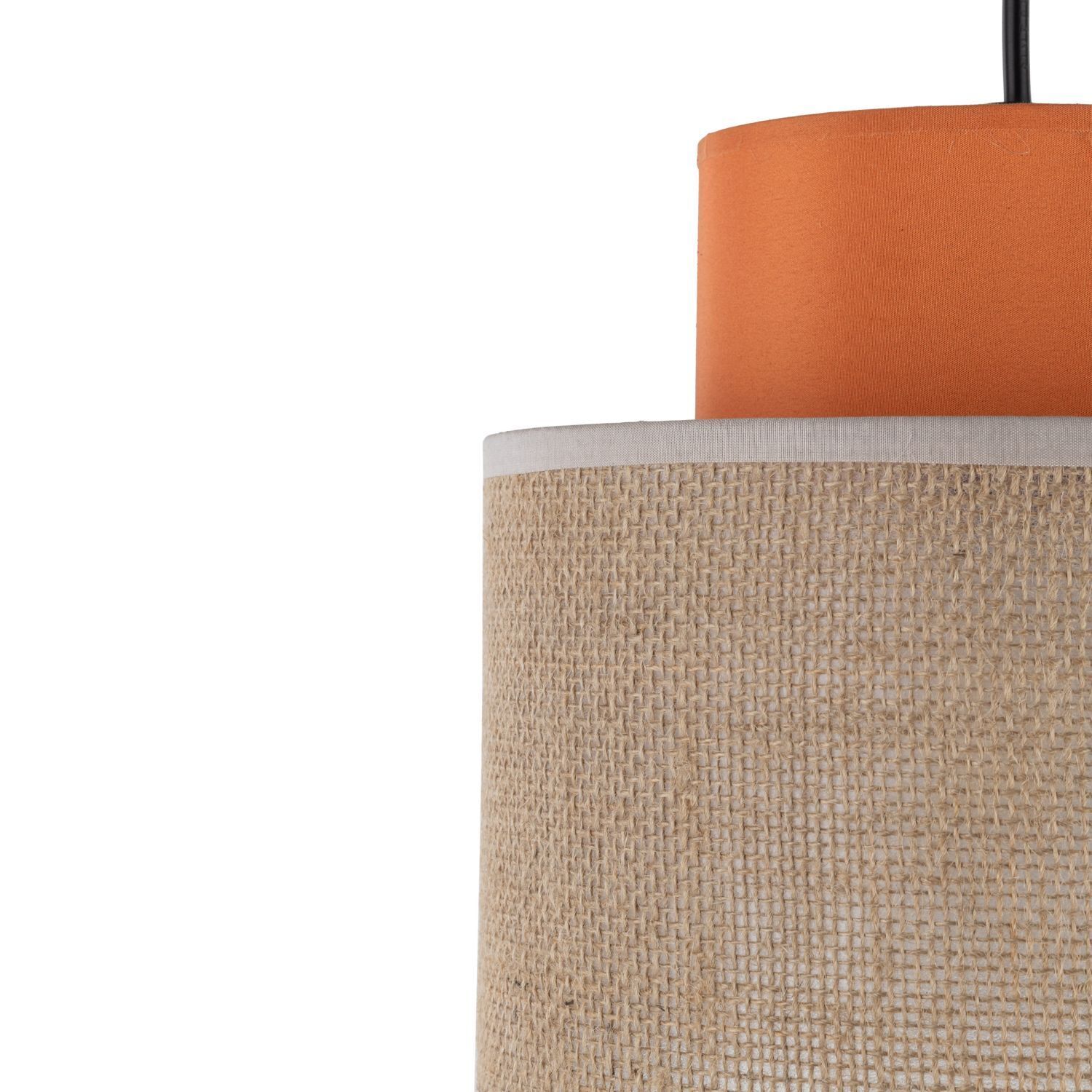 Hängelampe rund Ø 20 cm H: max. 160 cm Retro Jute Stoff E27 Lampe, Lampenschirm