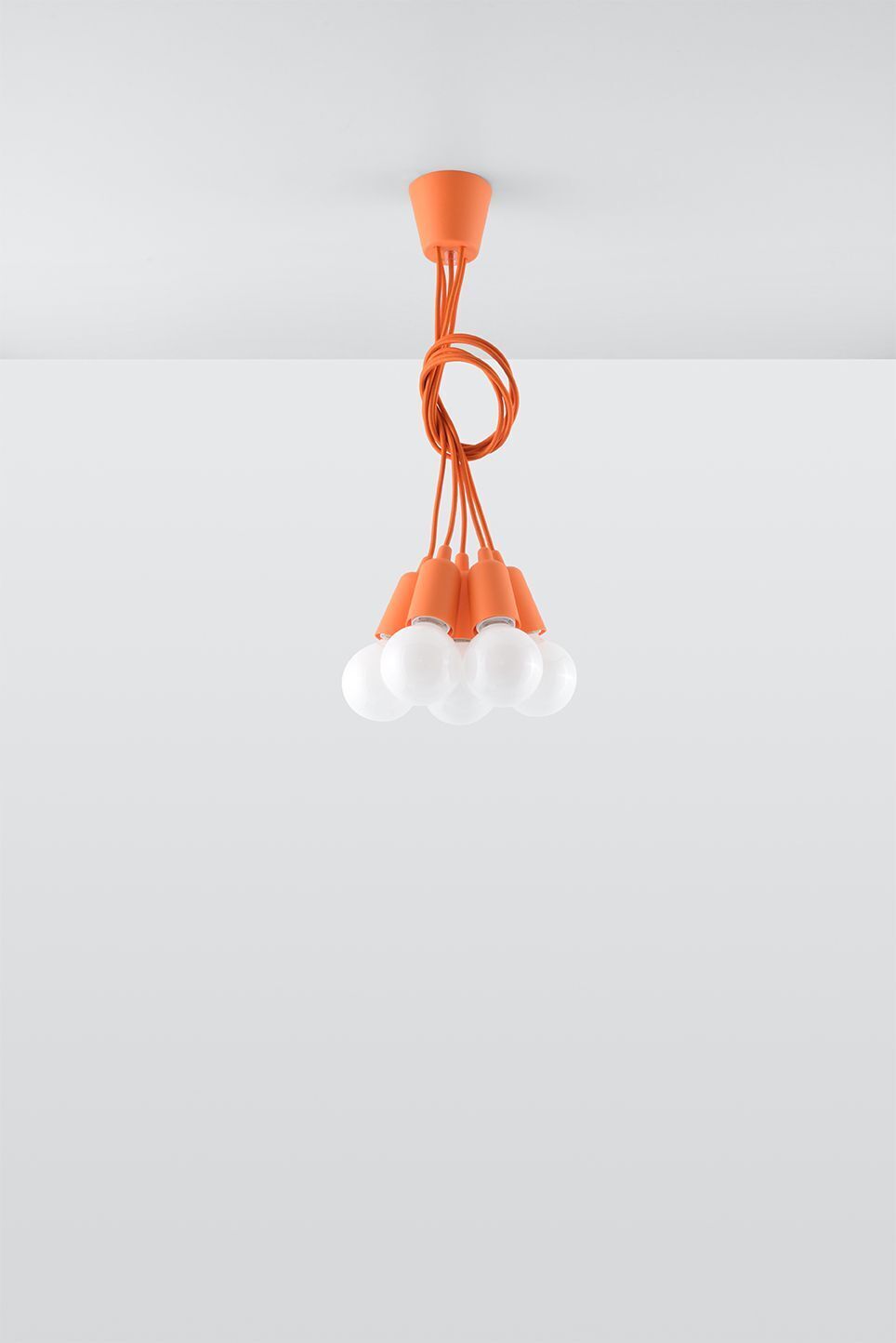 Knallige Pendelleuchte Orange 5-flammig Retro NESSA