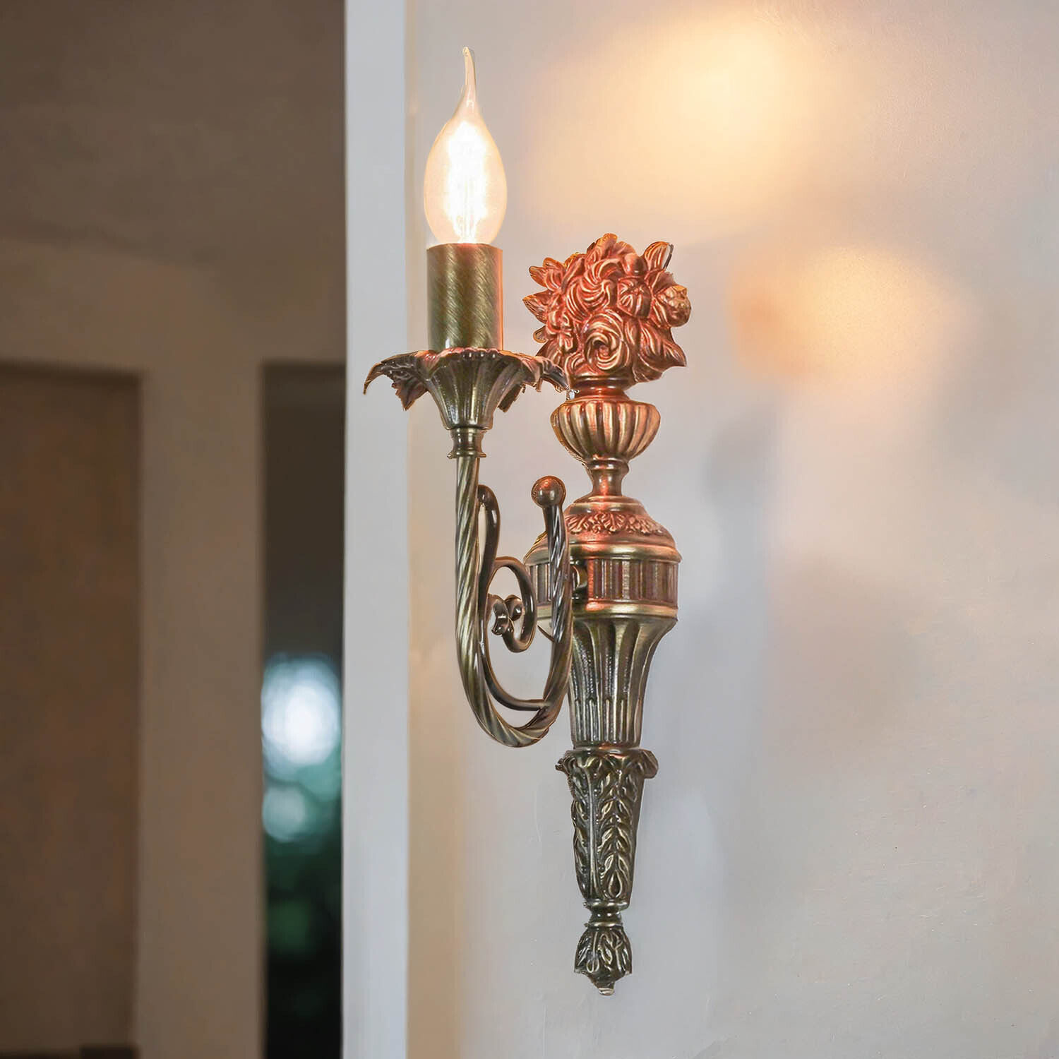 Premium Wandlampe Echt-Messing in Bronze Klassisch