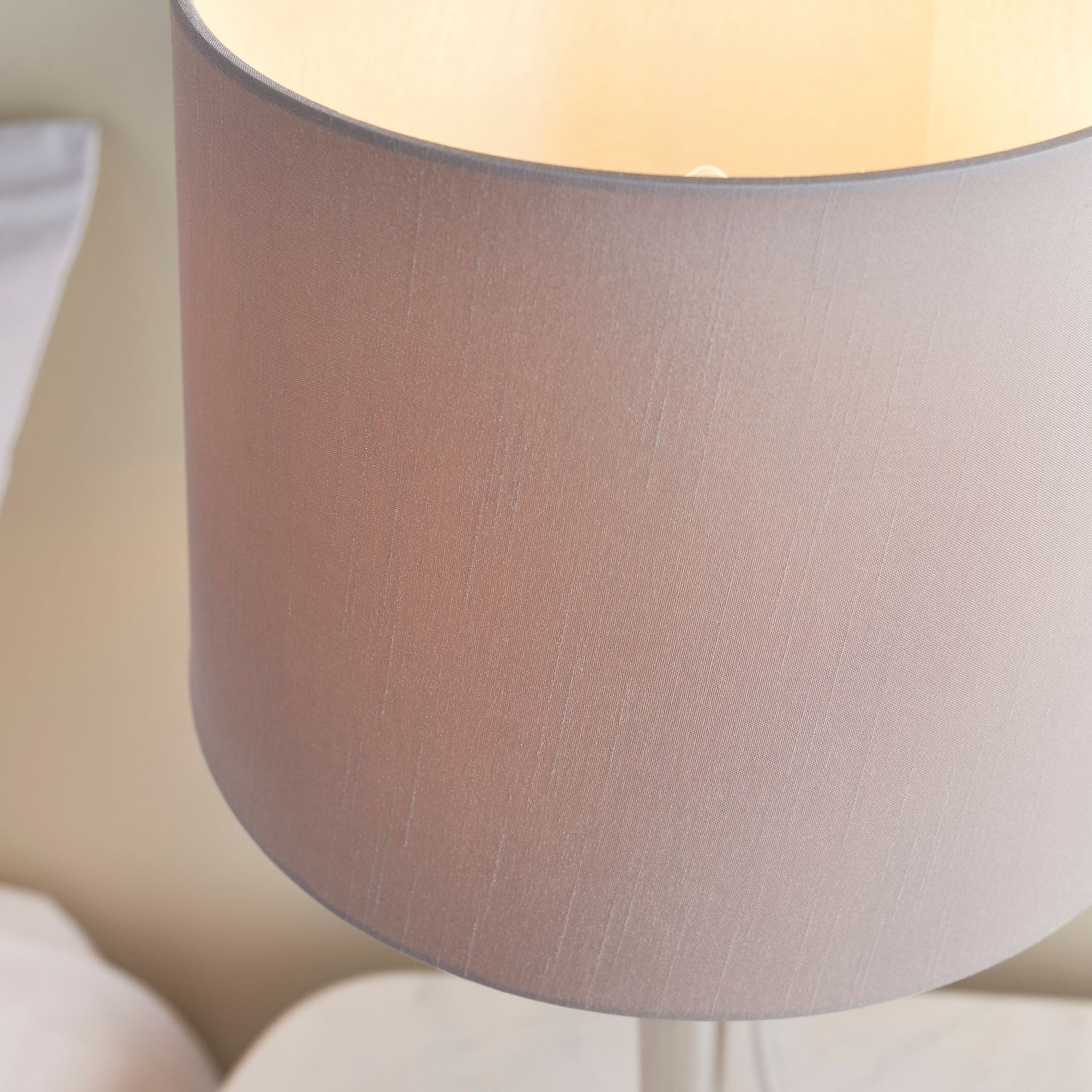 Tischleuchte Stoff Metall 51,5 cm in Nickel Beige E14 FELIX