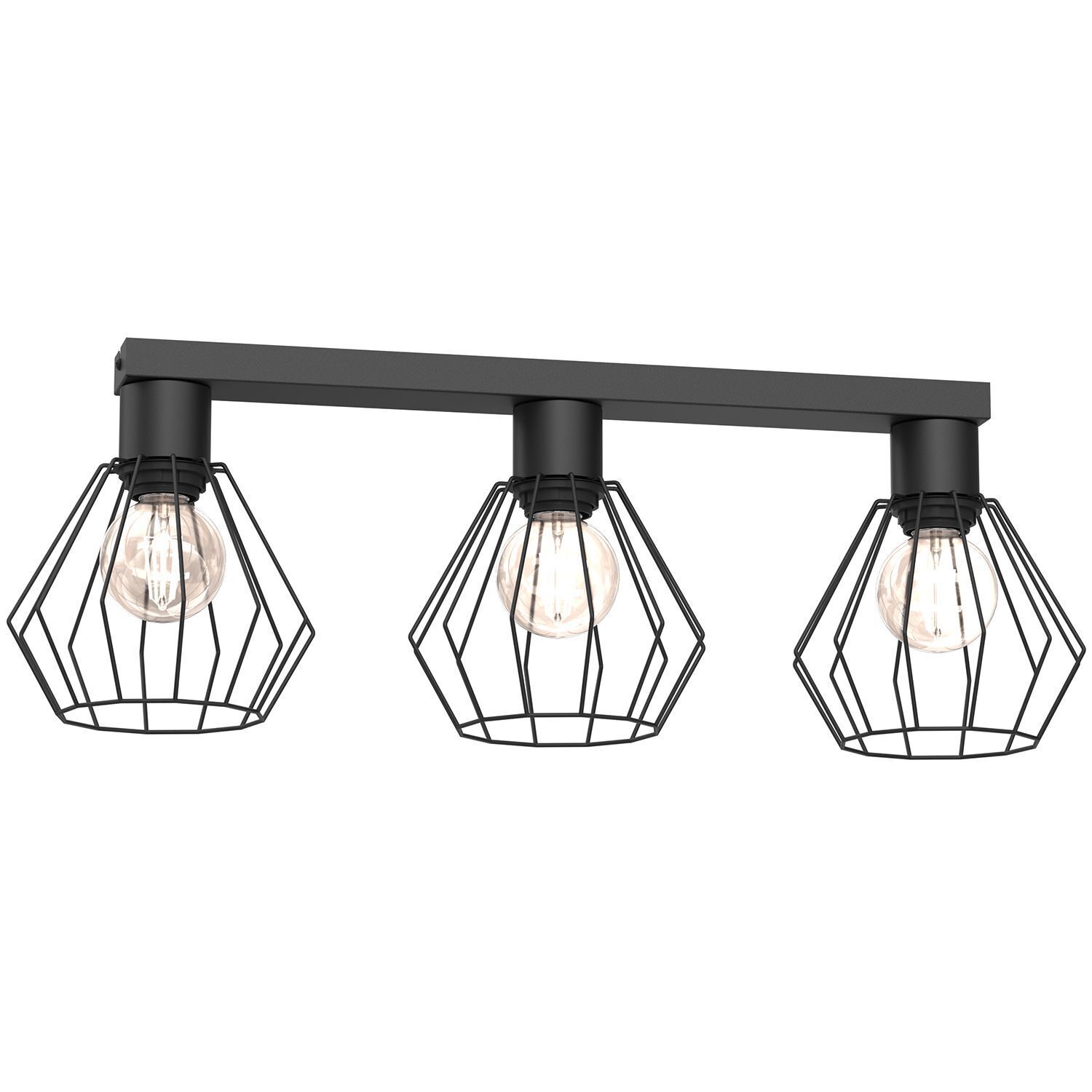 Deckenleuchte Metall Draht Schwarz L:63 cm E27 3-flmg