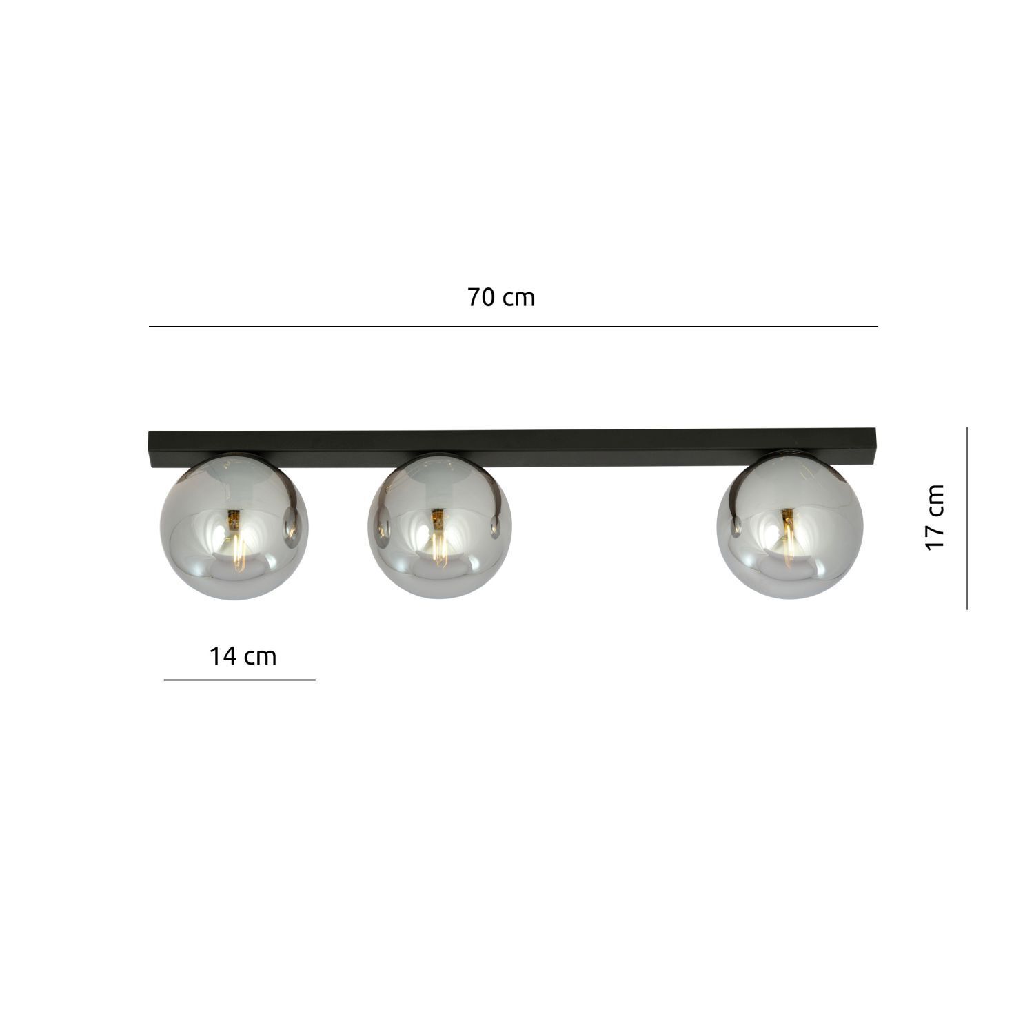 Deckenlampe 3-flammig 70 cm Rauchglas Metall E14 IRENE