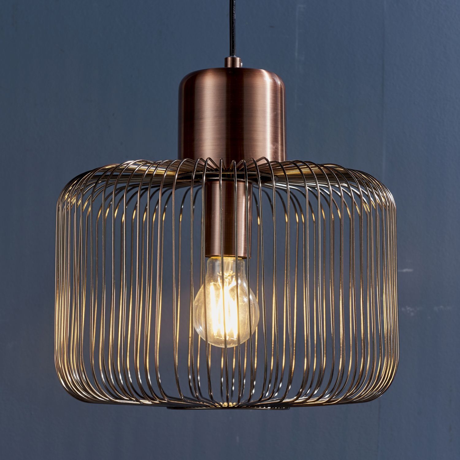 Hängelampe Metall Ø 30 cm in Kupfer antik Industrial E27