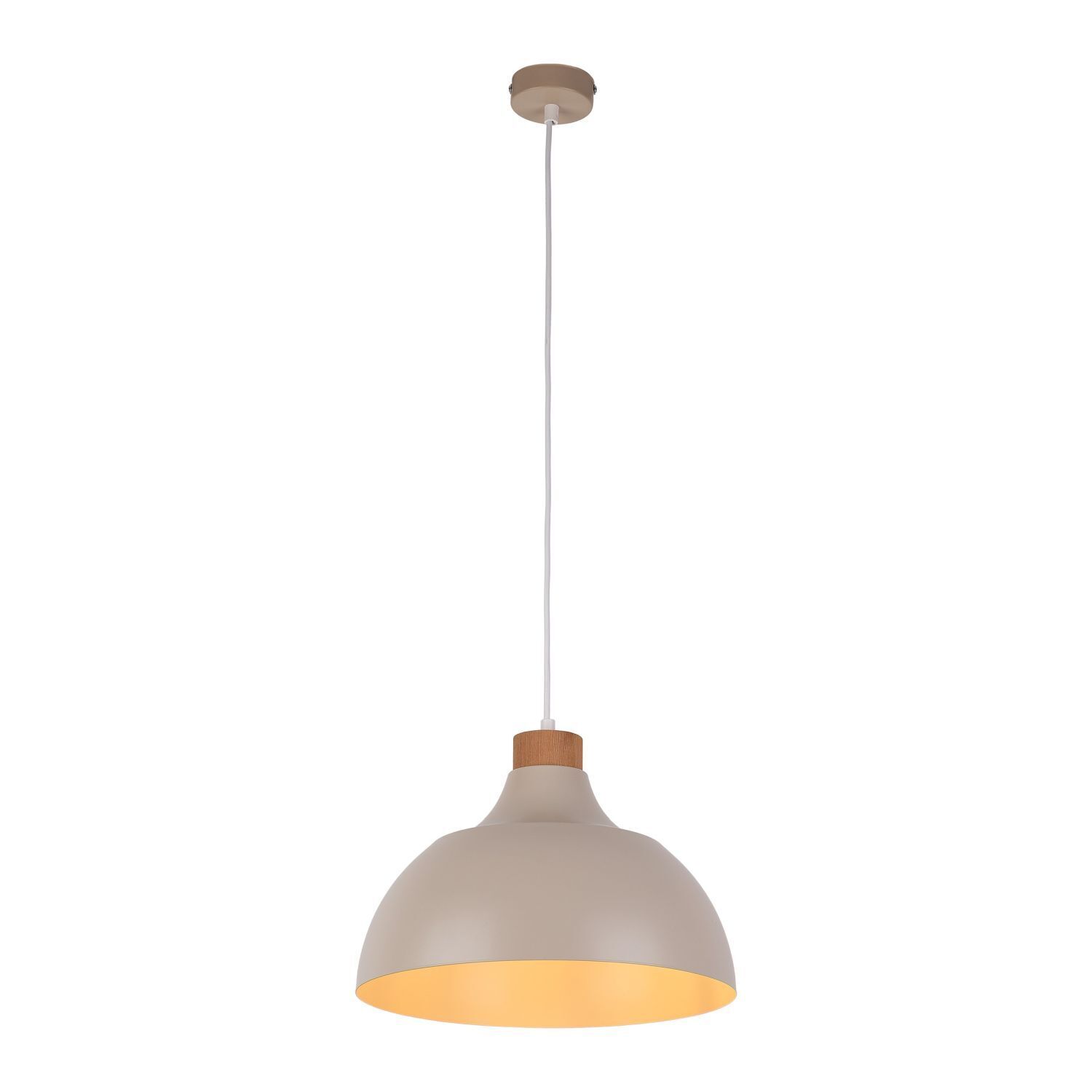 Hängelampe Metall Holz Ø 34 cm Retro Beige E27