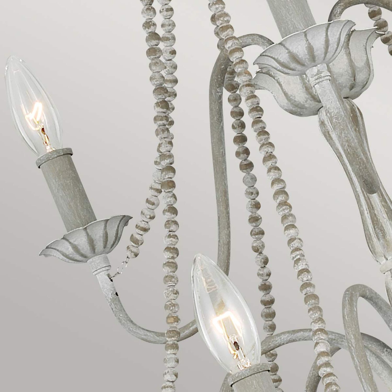 Kronleuchter Landhaus Shabby B: 81,3 cm H: max. 311 cm Grau Leuchter, Lampe