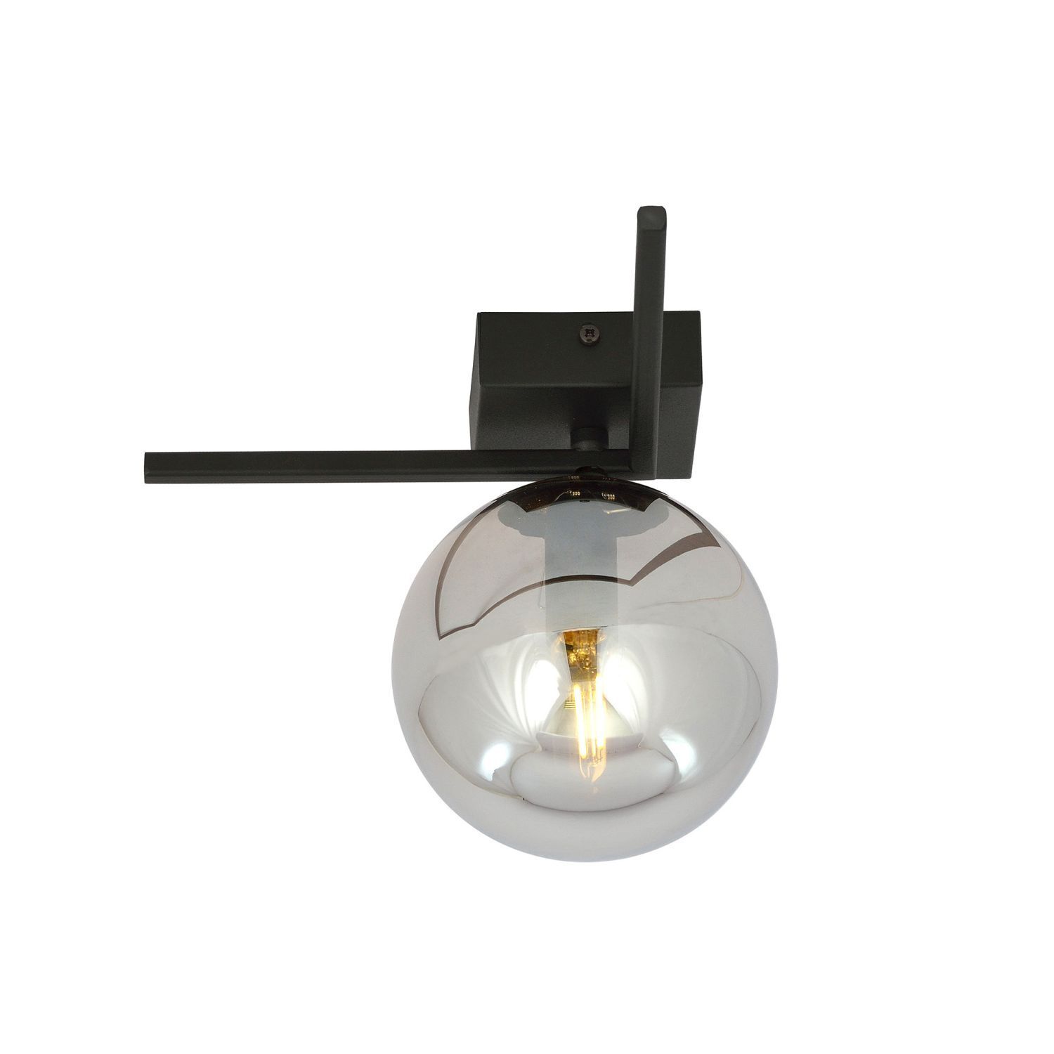 Deckenleuchte klein L: 20 cm Metall Rauchglas Kugelschirm E14