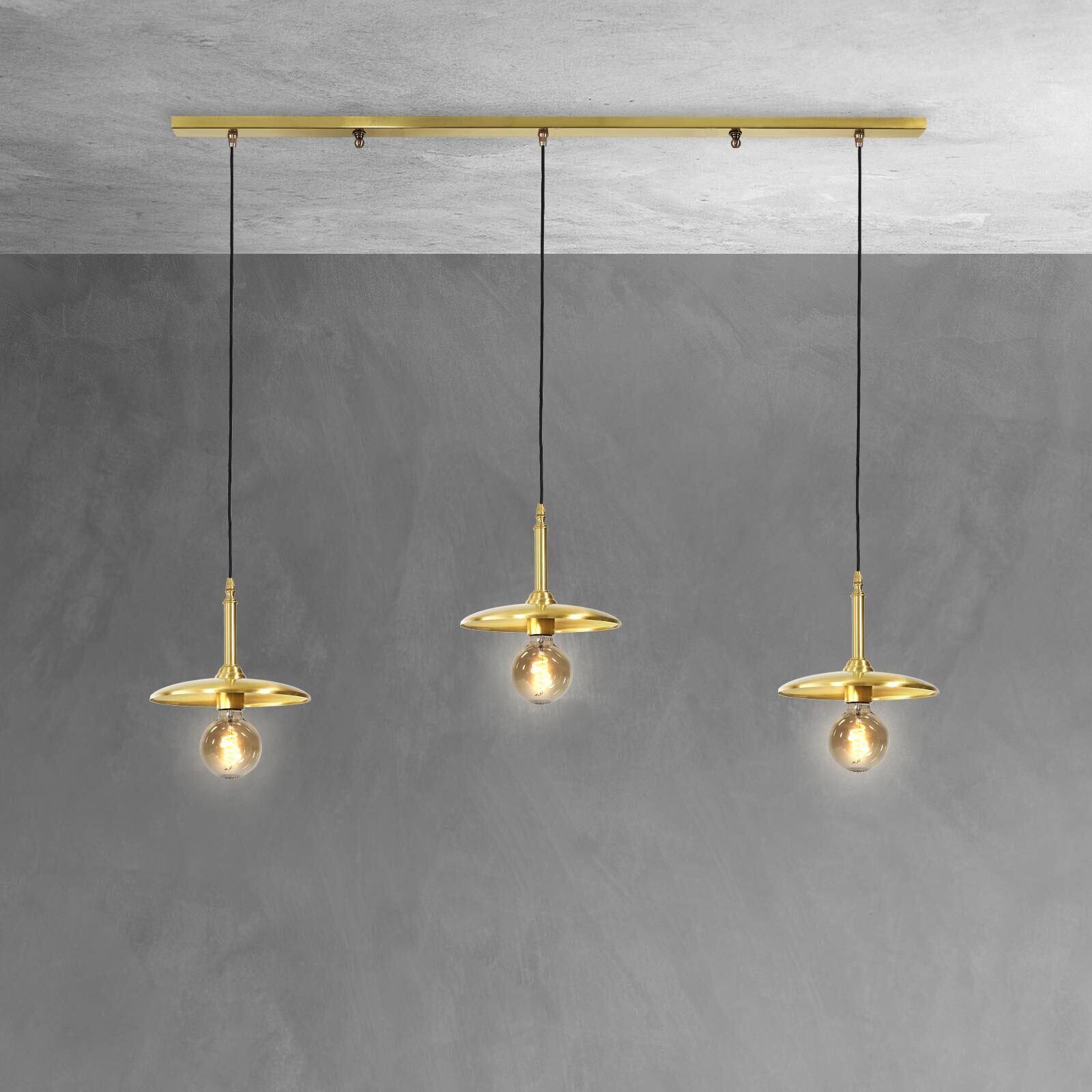 Hängelampe 3-flammig in Bronze hell E27 Messing massiv Leuchter, Lampe, Leuchte