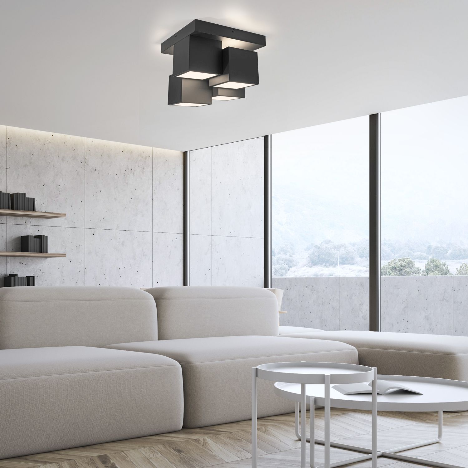 LED Deckenleuchte Metall Würfel B:30 cm 2400 lm Schwarz Moebel, Wohnzimmer, Innenarchitektur, Inneneinrichtung, Couch