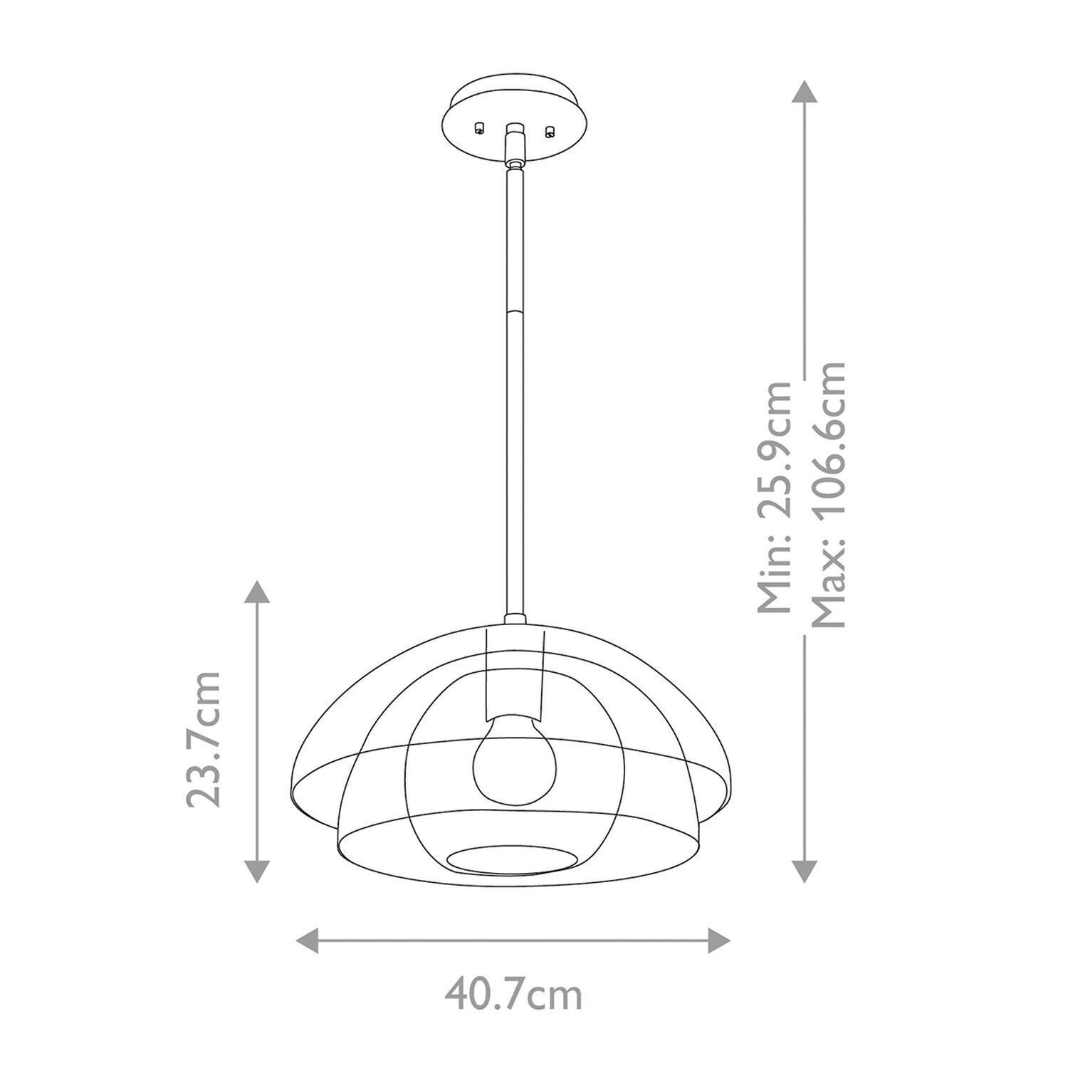 Pendelleuchte Esstisch Glas Ø 40,7 cm H: max. 106,6 cm E27