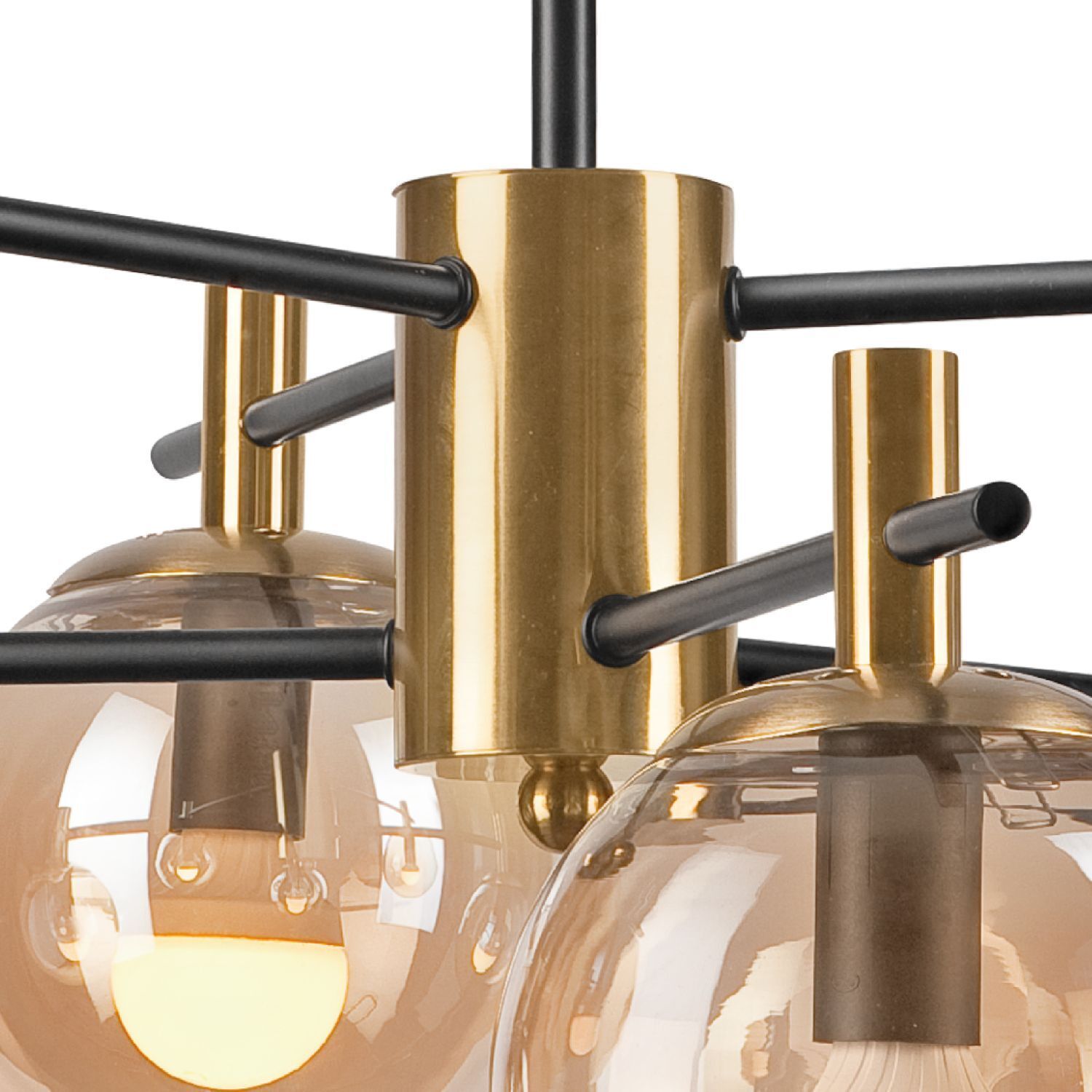 Chandelier, Gold, Glass globe, Industrial, Ceiling light