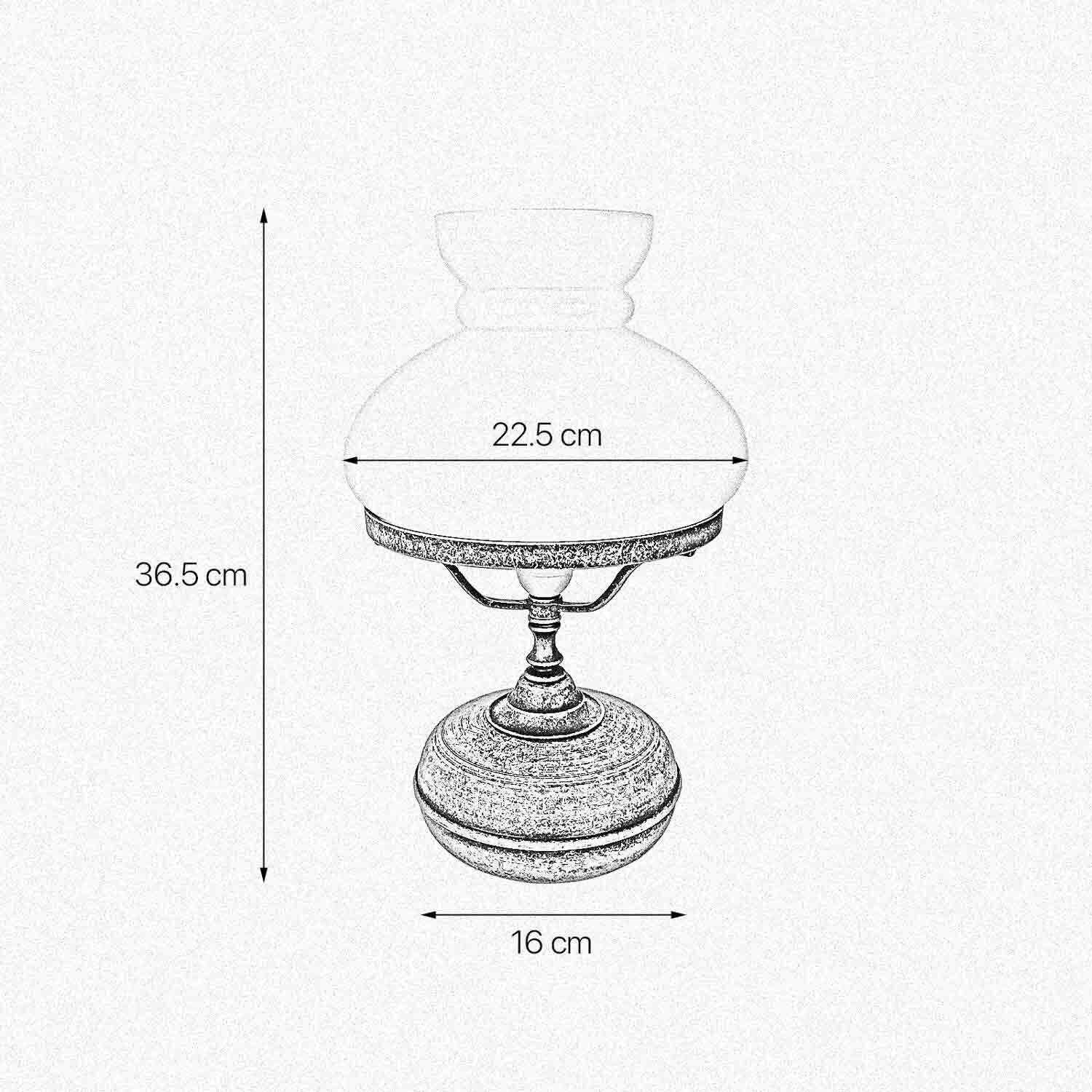 Tischleuchte Messing Glas 36,5 cm in Bronze Antik Weiß E14