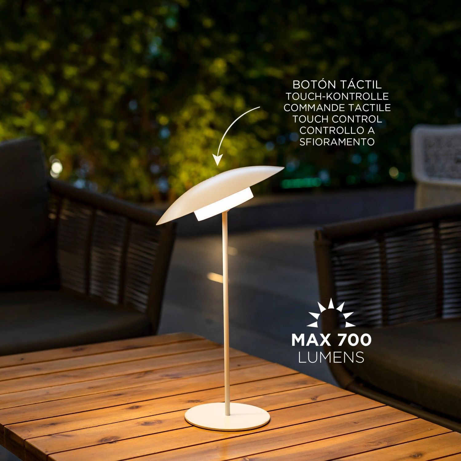 LED Tischlampe kabellos Akku Touch H: 40 cm IP44 Weiß