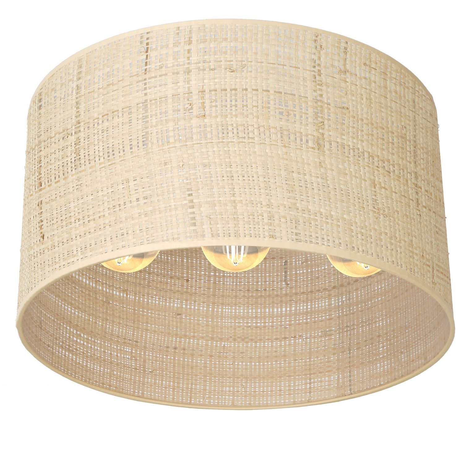 Deckenlampe Rattan Metall Ø40 cm E27 Loft Schwarz Natur