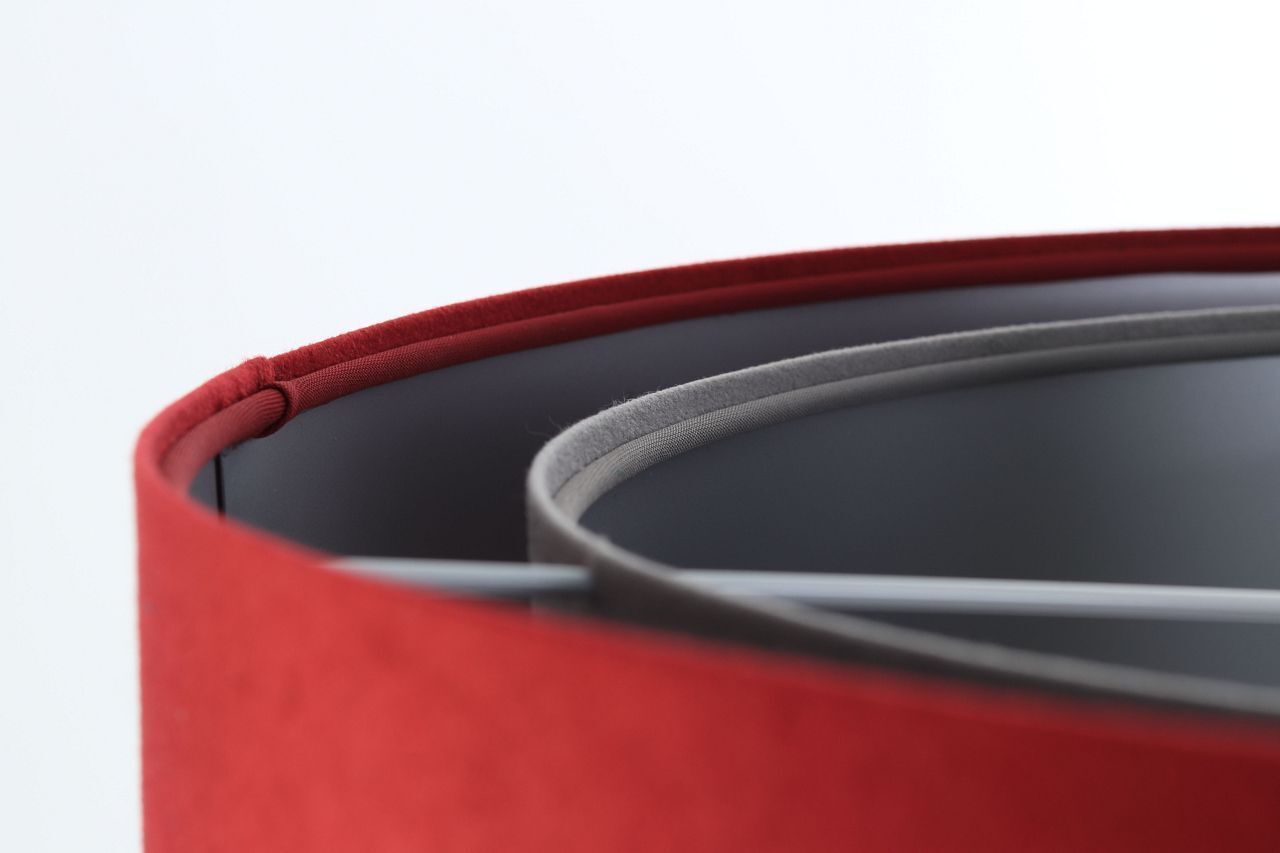 Hängeleuchte Stoff Ø 50 cm Rot-Braun Grau Silber Velours Optik