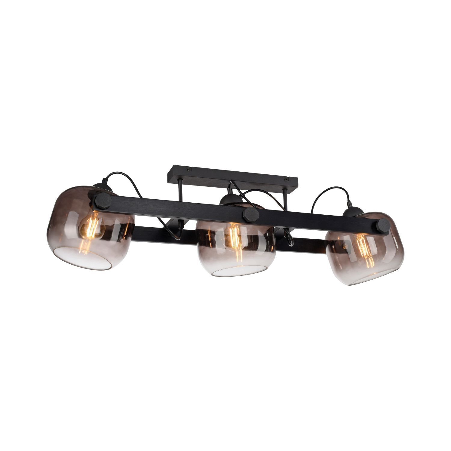 Deckenspot Glas Metall E27 90 cm 3-flammig schwenkbar