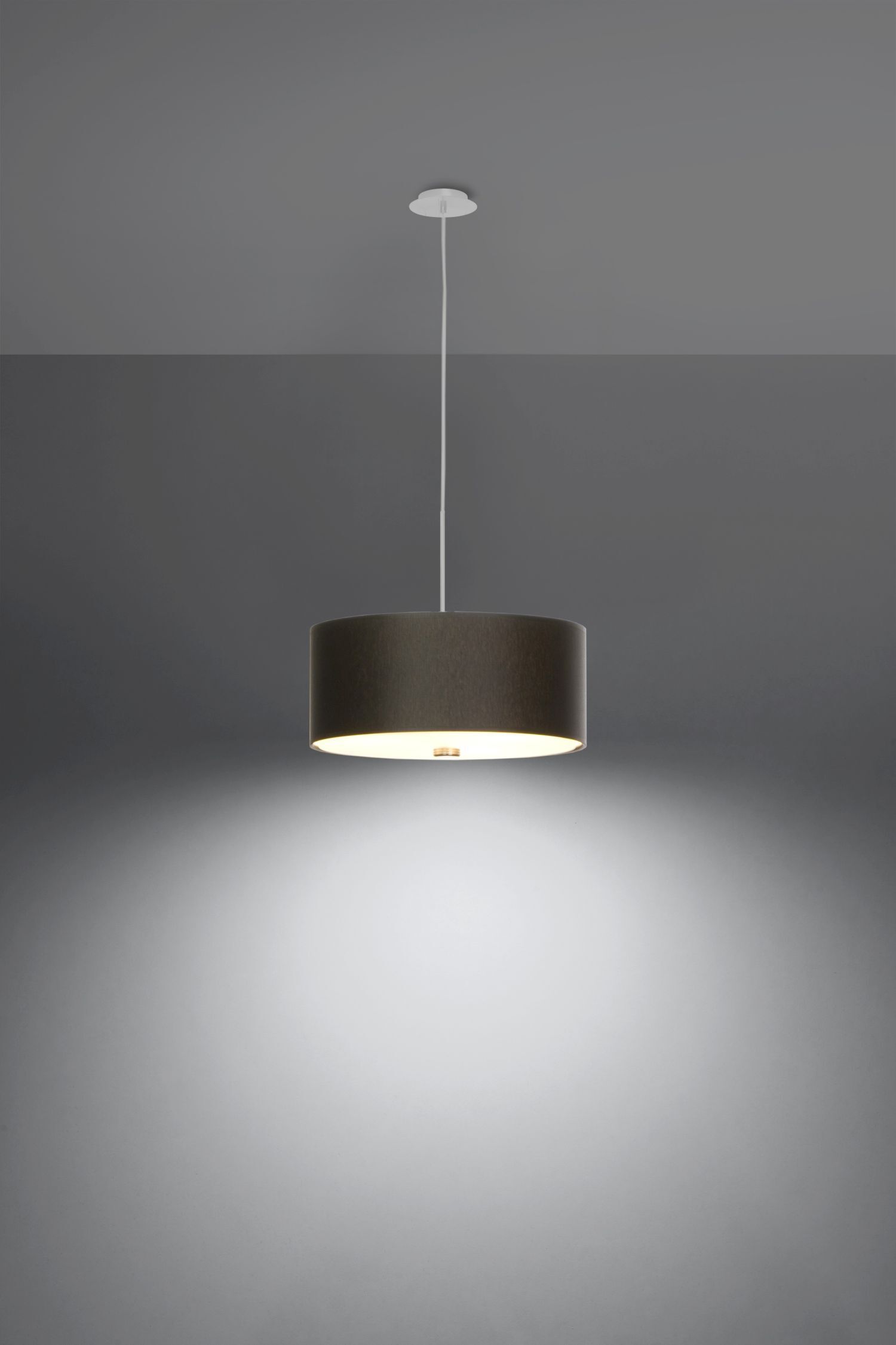 Hängelampe Schwarz Ø 30 cm rund Stoff Glas 3x E27