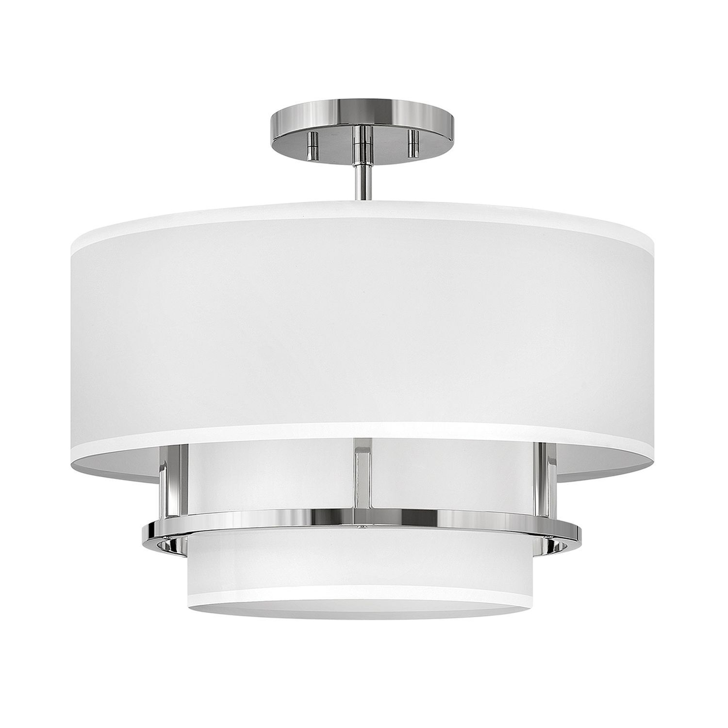 Deckenleuchte Stoff Metall rund Ø 40,6 cm 3x E14 Weiß Nickel
