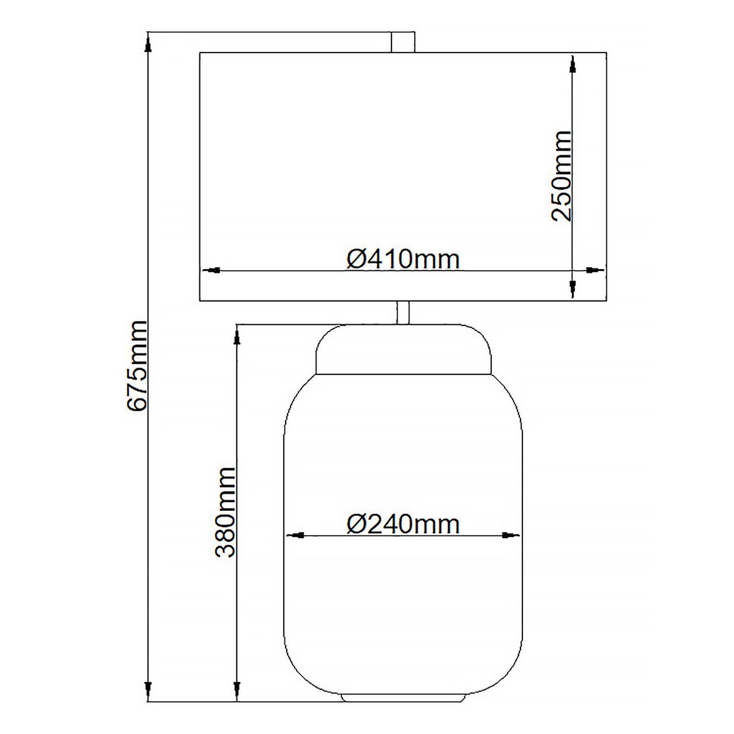 Tischlampe Glas Stoff 67,5 cm beleuchteter Sockel