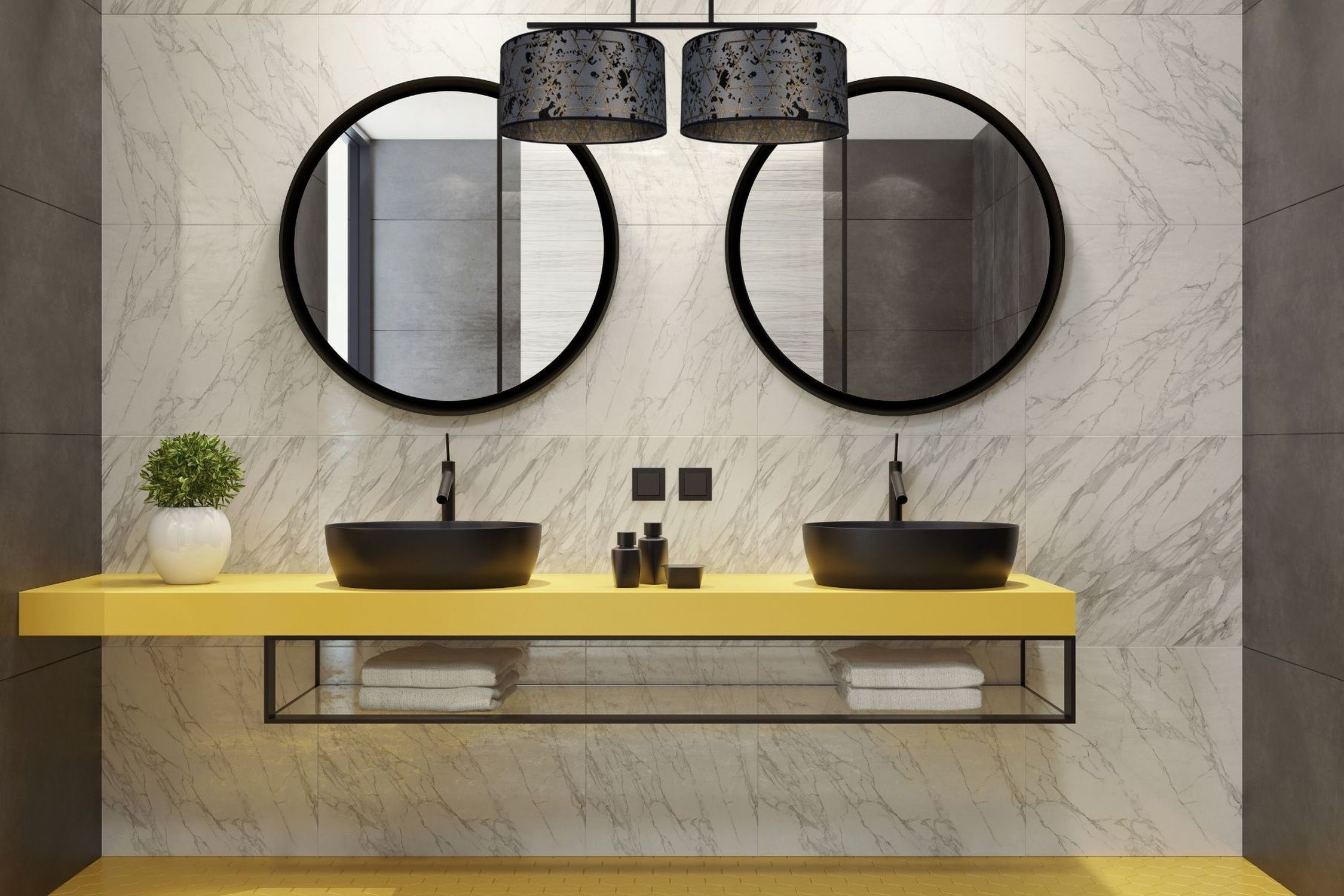 Deckenlampe Stoff blendarm Schwarz Grau Muster 70 cm Sinken, Doppeltes Waschbecken, Pflanze, Band