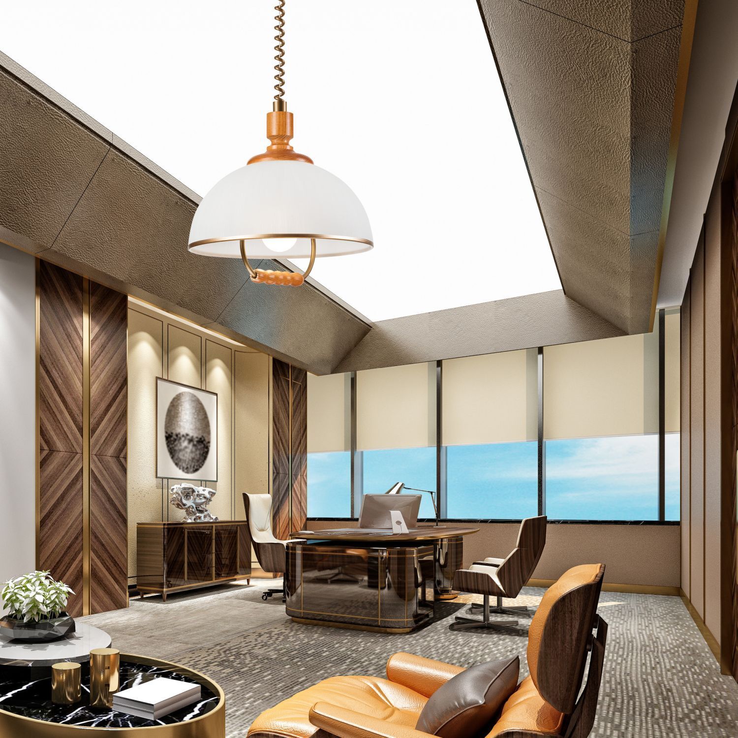 office, innenraum, schreibtisch, stuhl, beleuchtung