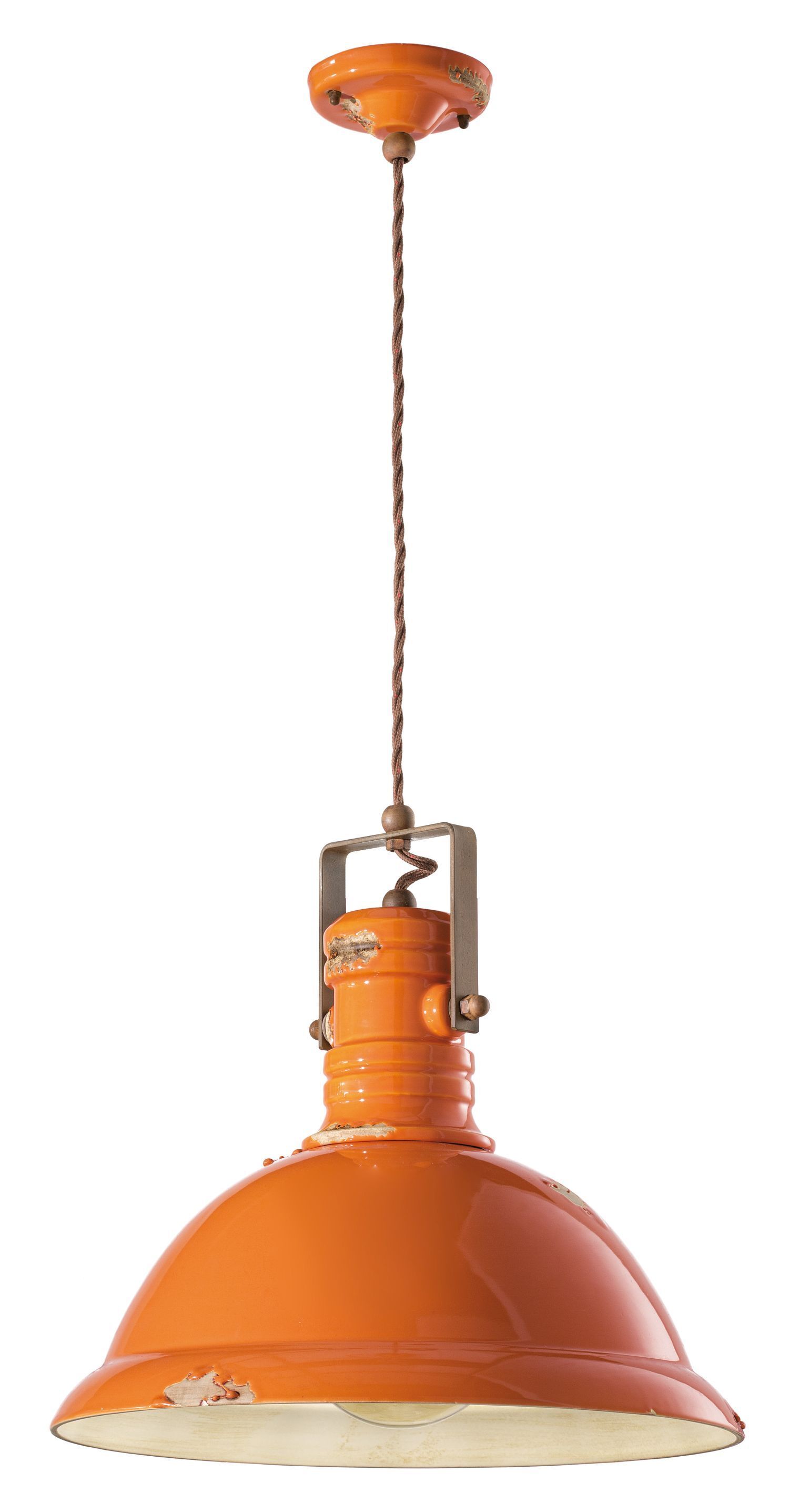 Pendelleuchte Metall Keramik E27 Ø 40 cm Orange Industrial