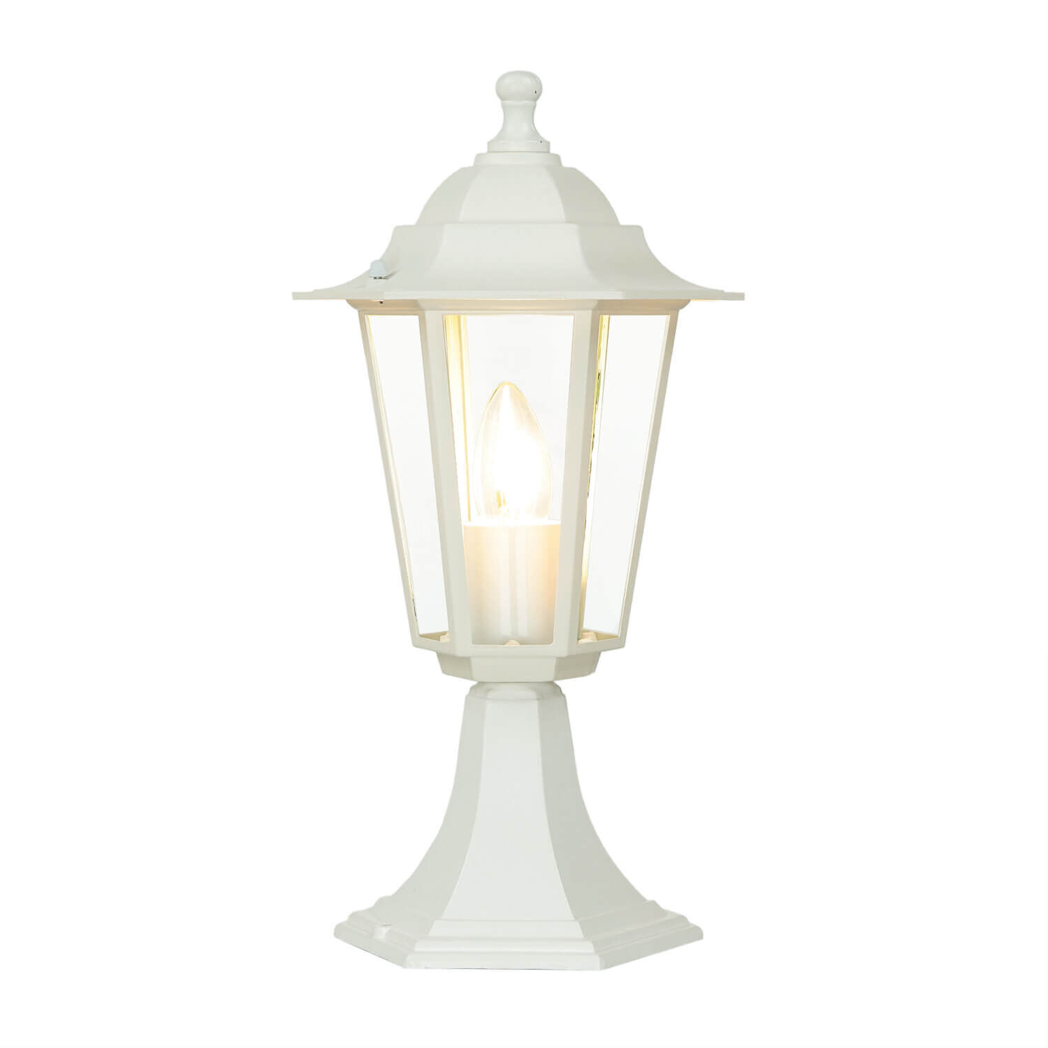 Sockel Wegeleuchte Garten PARIS Weiß IP44 rustikal Lampe, Lampenschirm