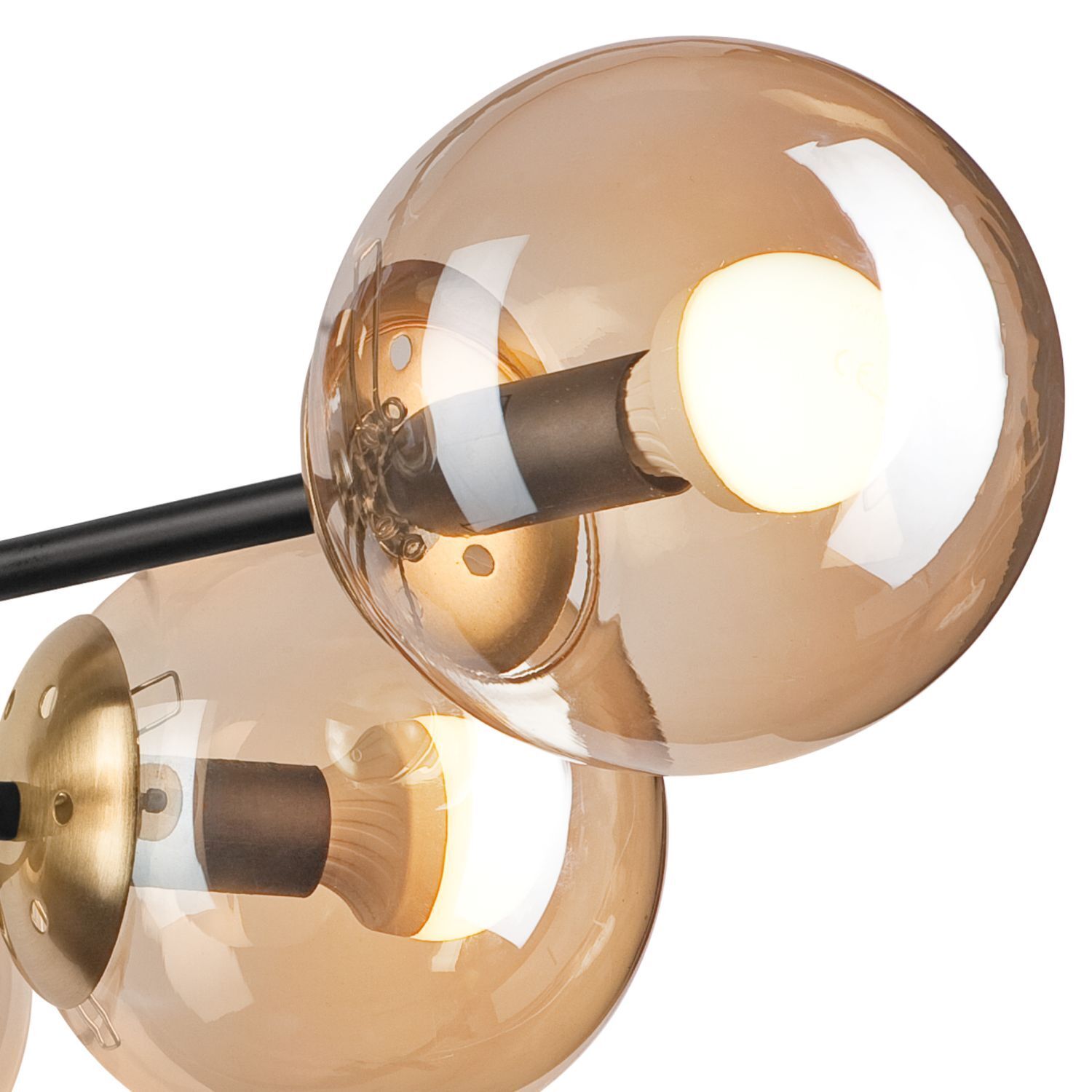 Blendarme Deckenlampe in Gold Glas Metall 6-flammig E14