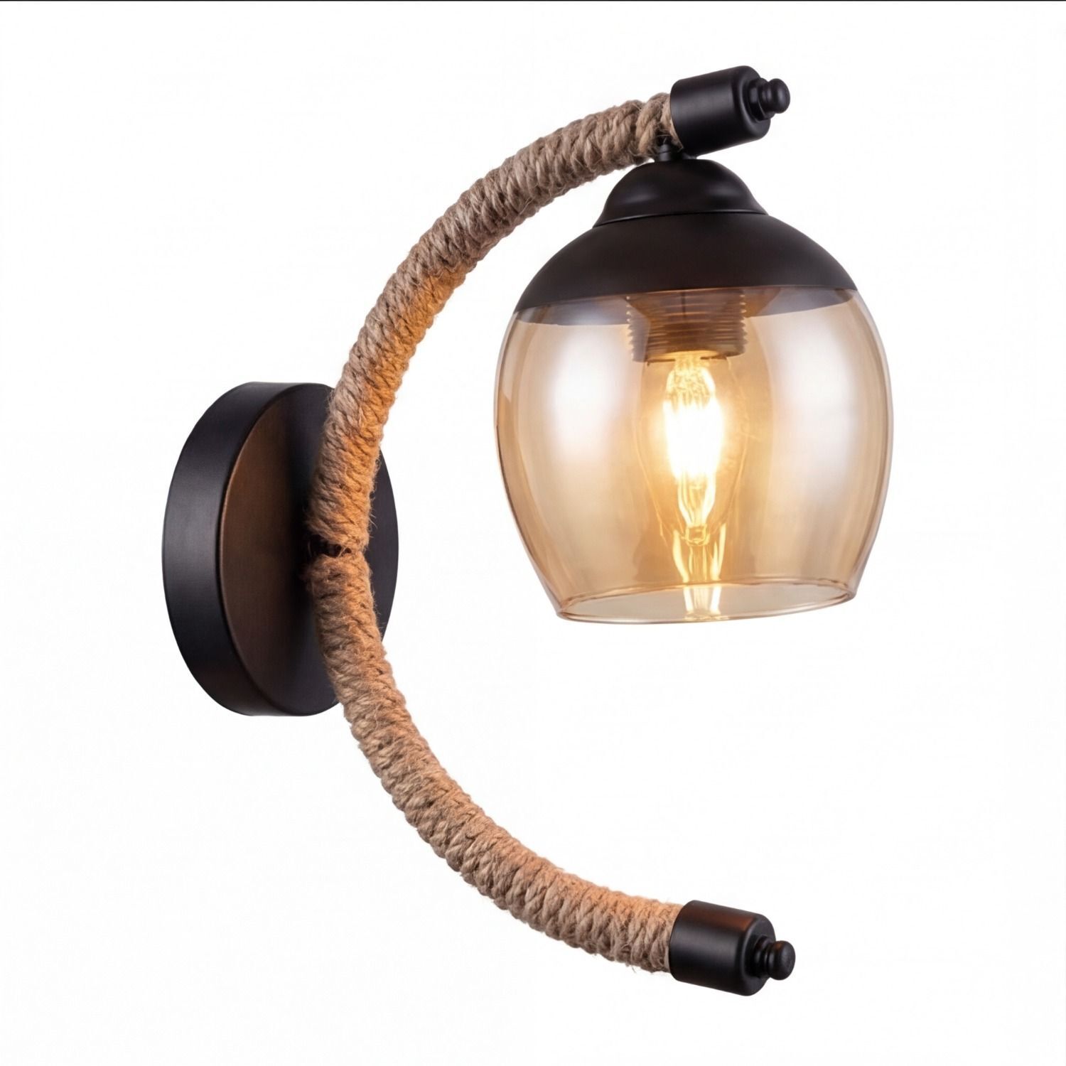 Wandleuchte, Hängelampe, Glühbirne, Seilkopf, Korbseil